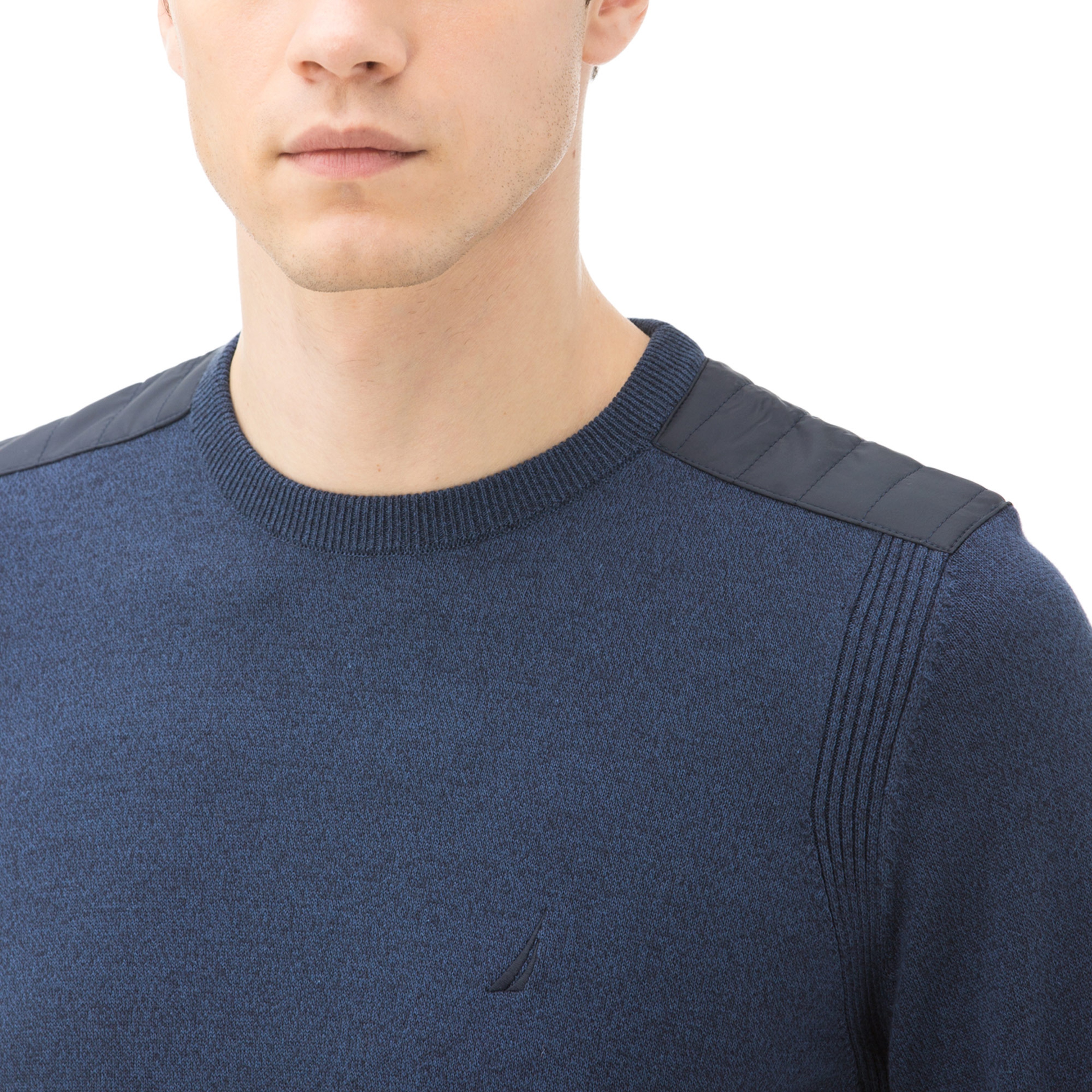 Nautica Erkek Klasik Fit Bisiklet Yaka Mavi Triko