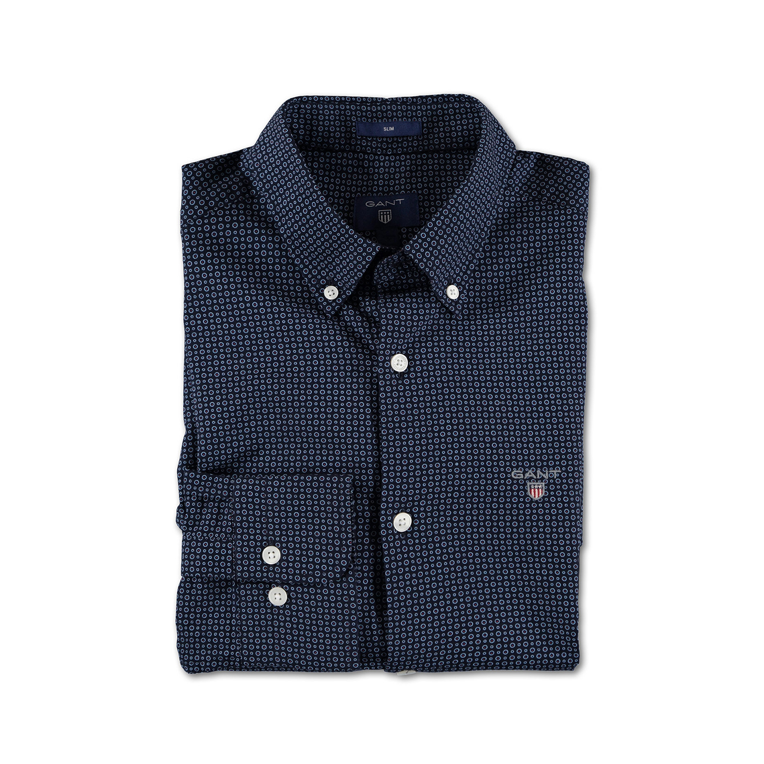 Gant Erkek Lacivert Desenli Oxford Slim Fit Gömlek