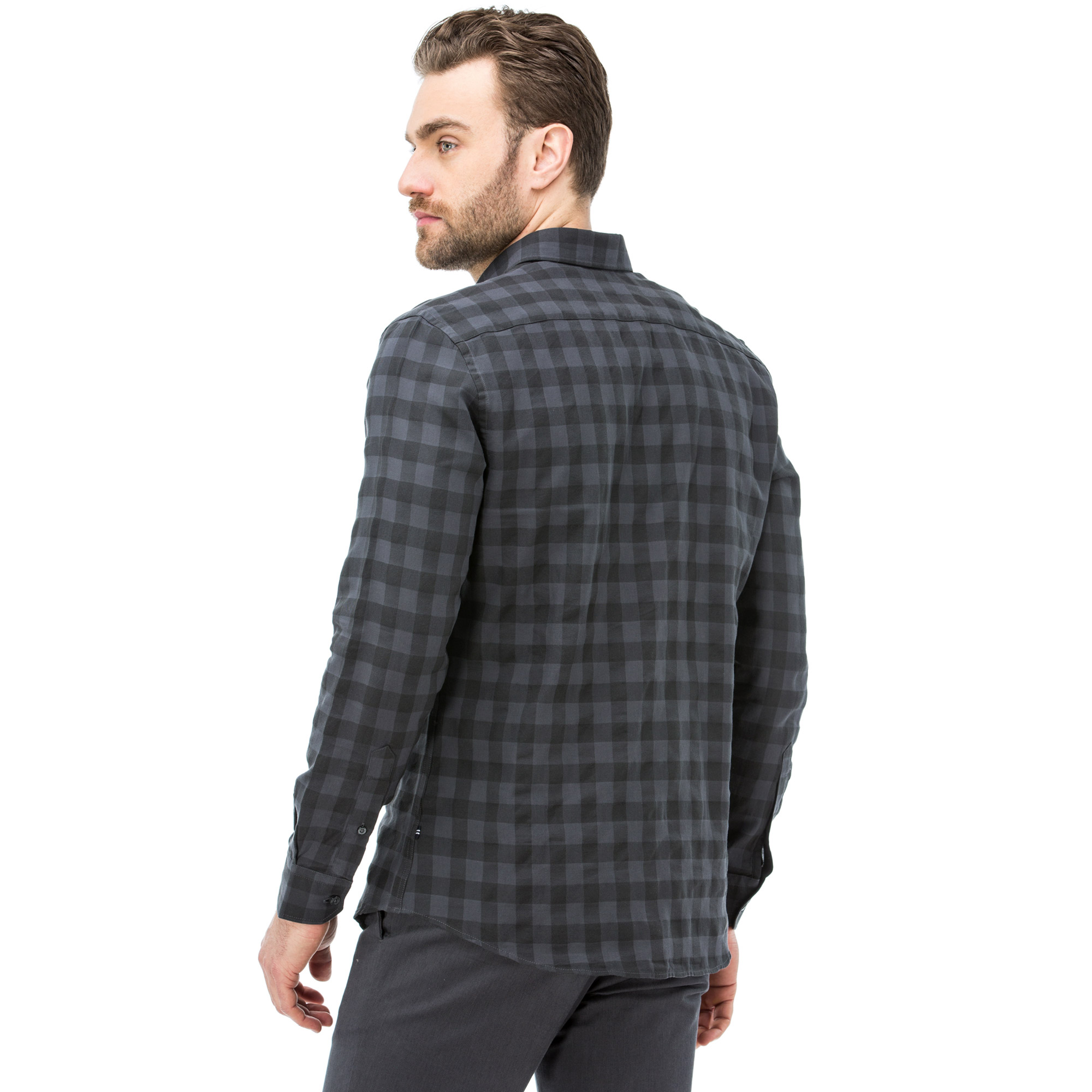 Nautica Erkek Slim Fit Gri Ekoseli Gömlek