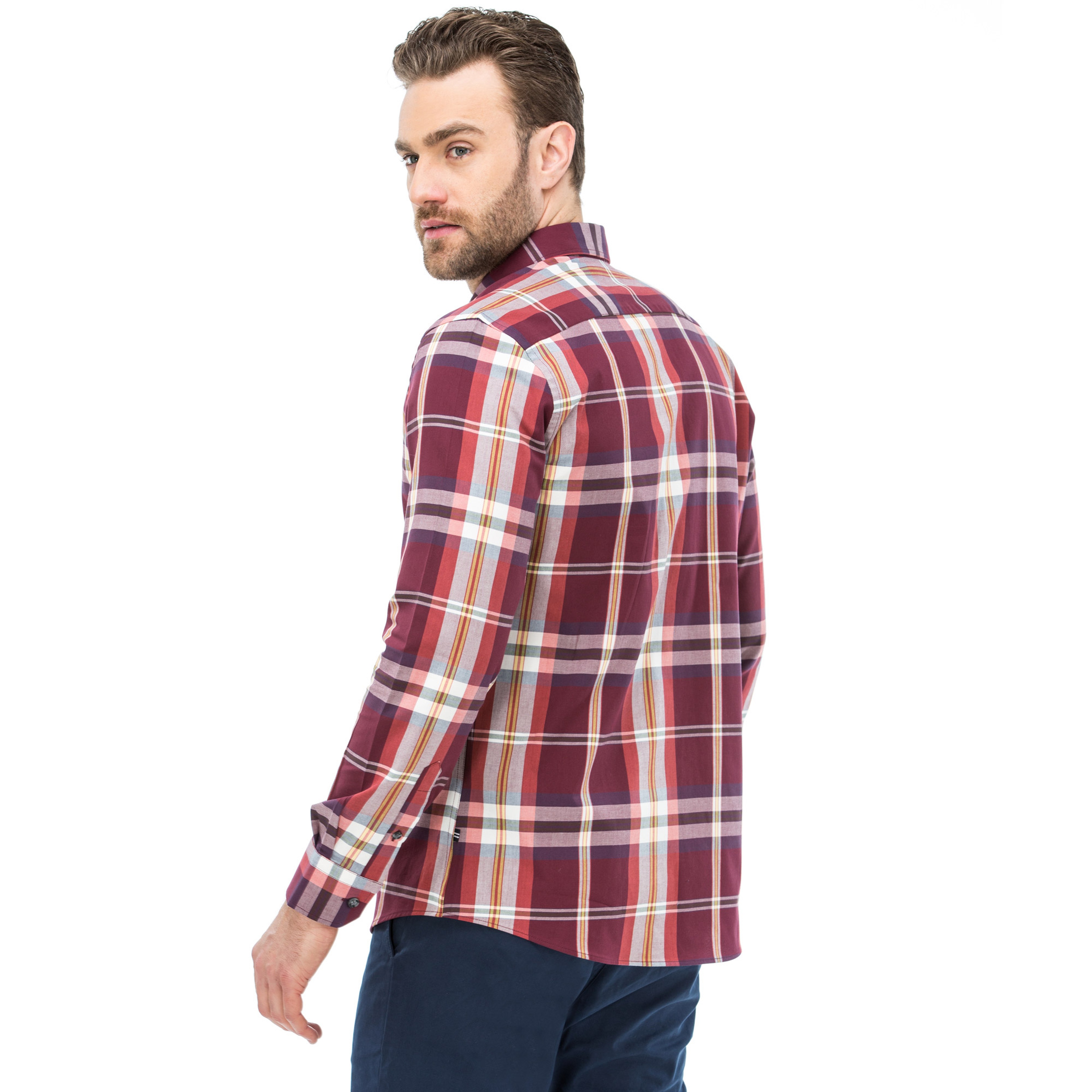Nautica Erkek Slim Fit Bordo Gömlek