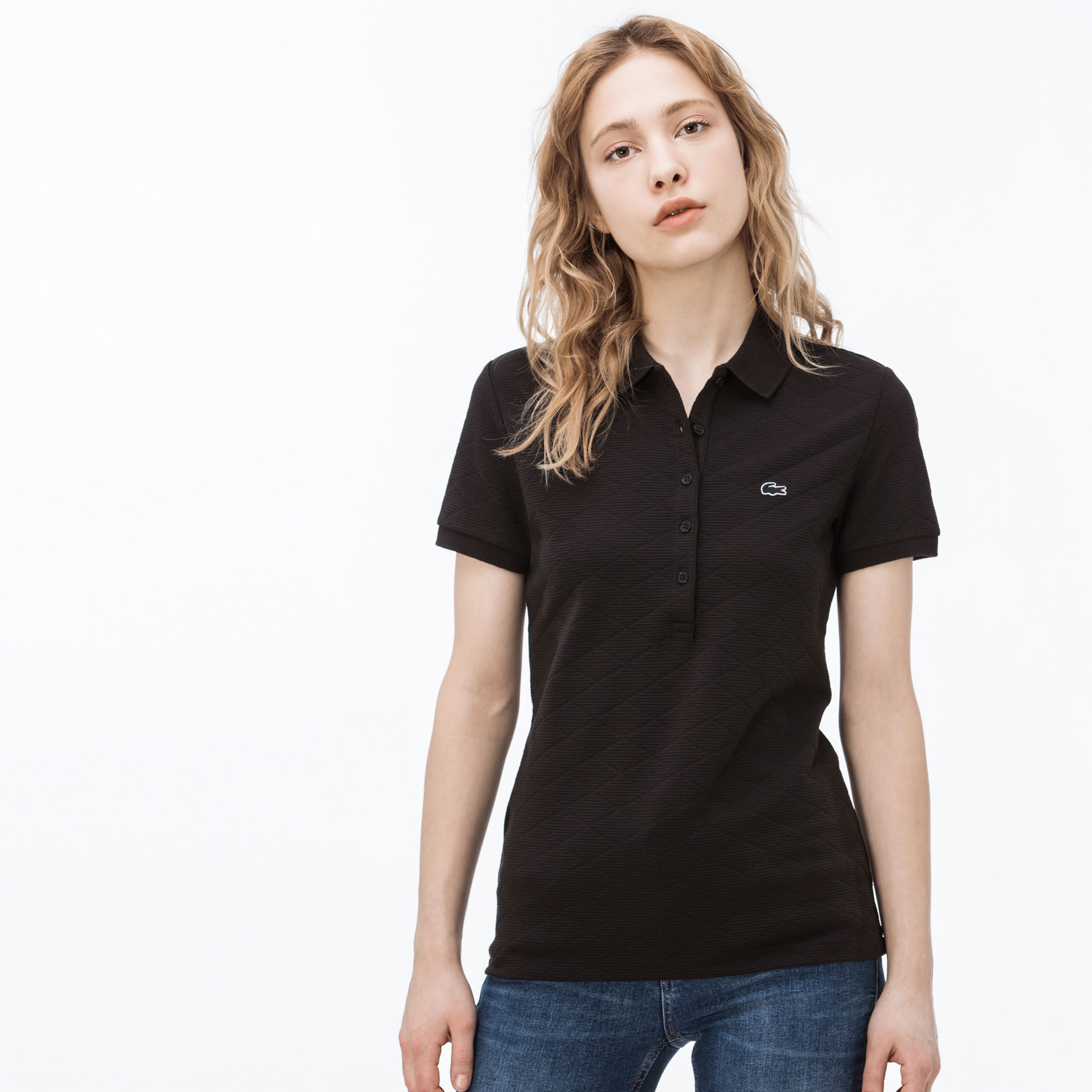 Lacoste Kadın Siyah Kısa Kollu Polo