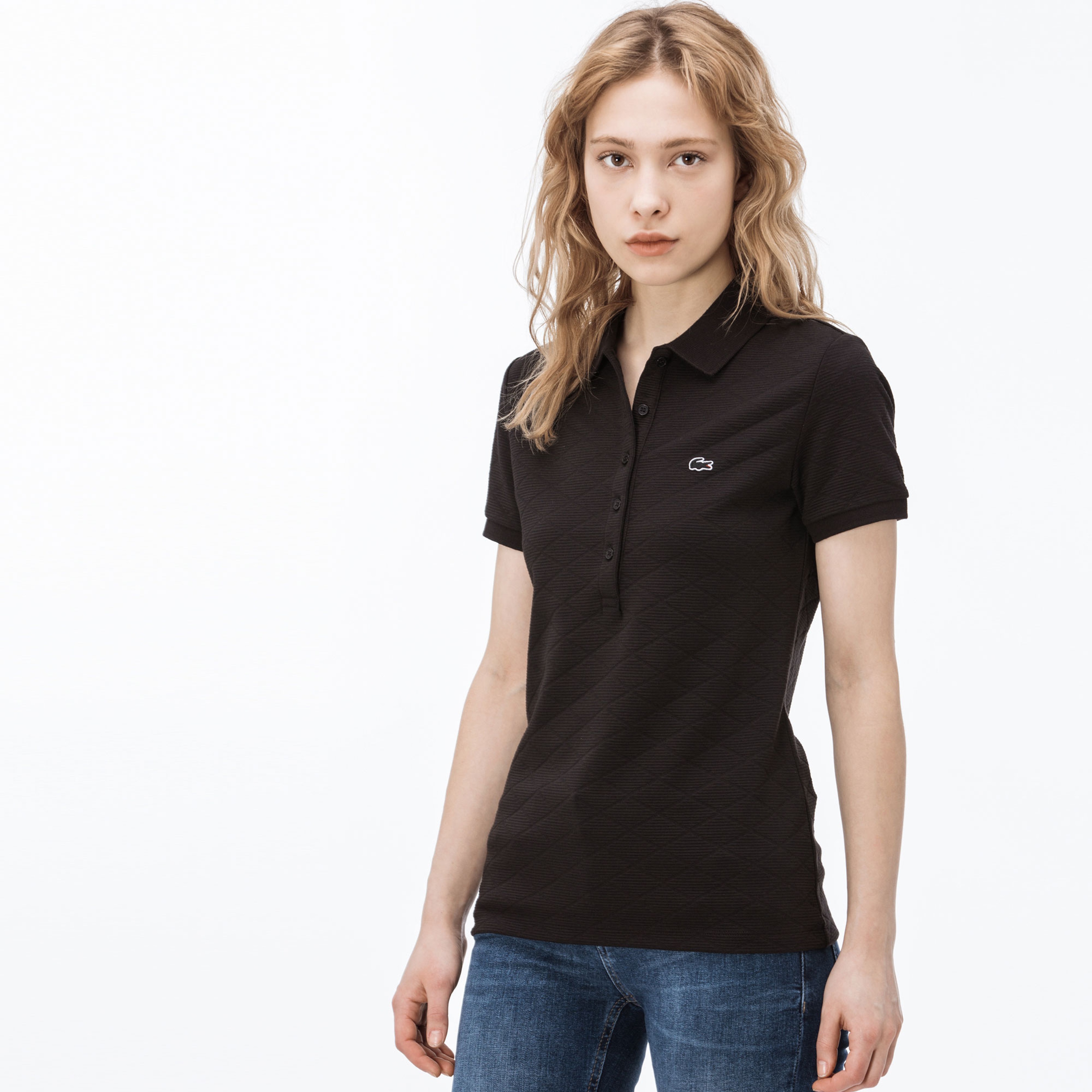 Lacoste Kadın Siyah Kısa Kollu Polo
