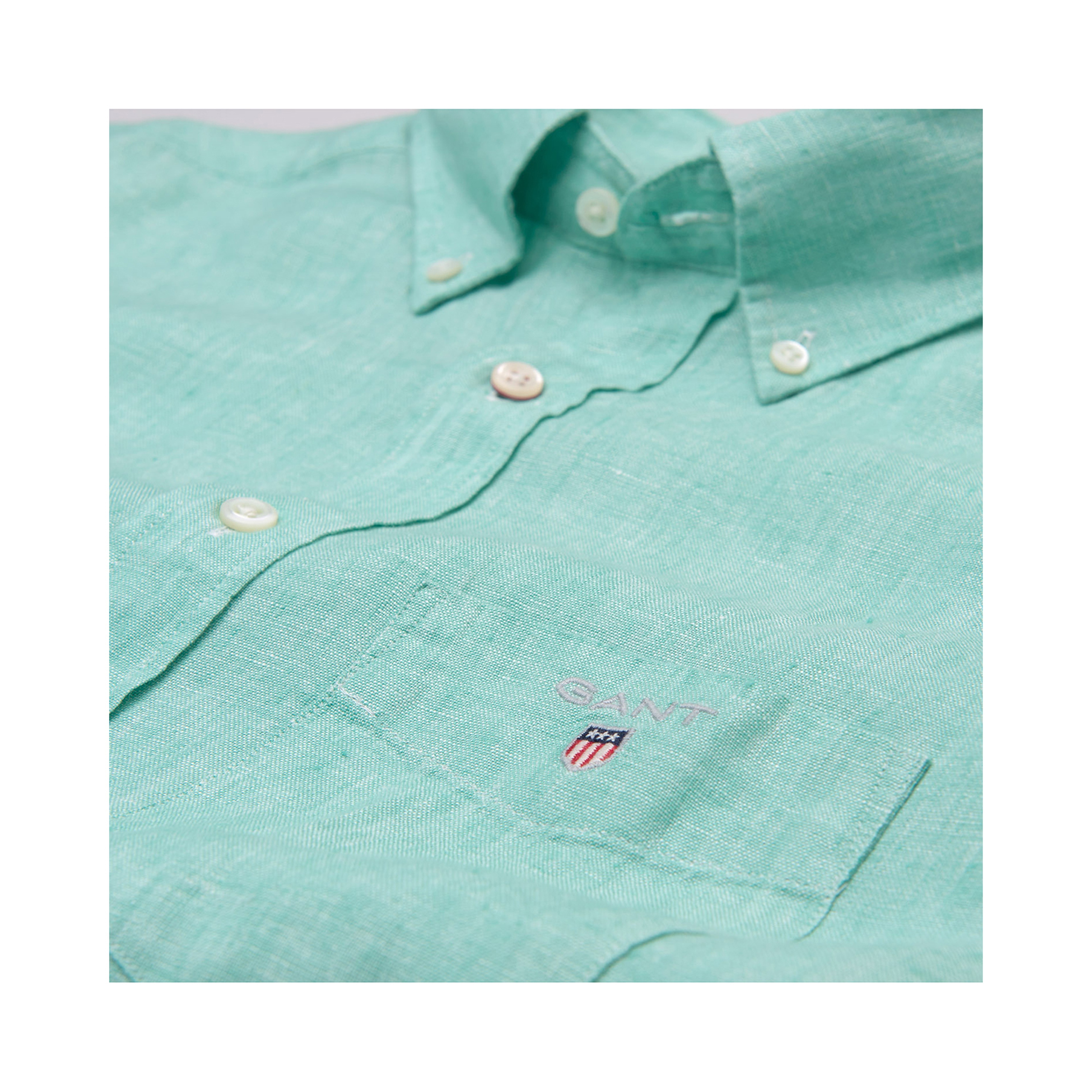 Gant Erkek Yeşil Slim Fit Keten Gömlek