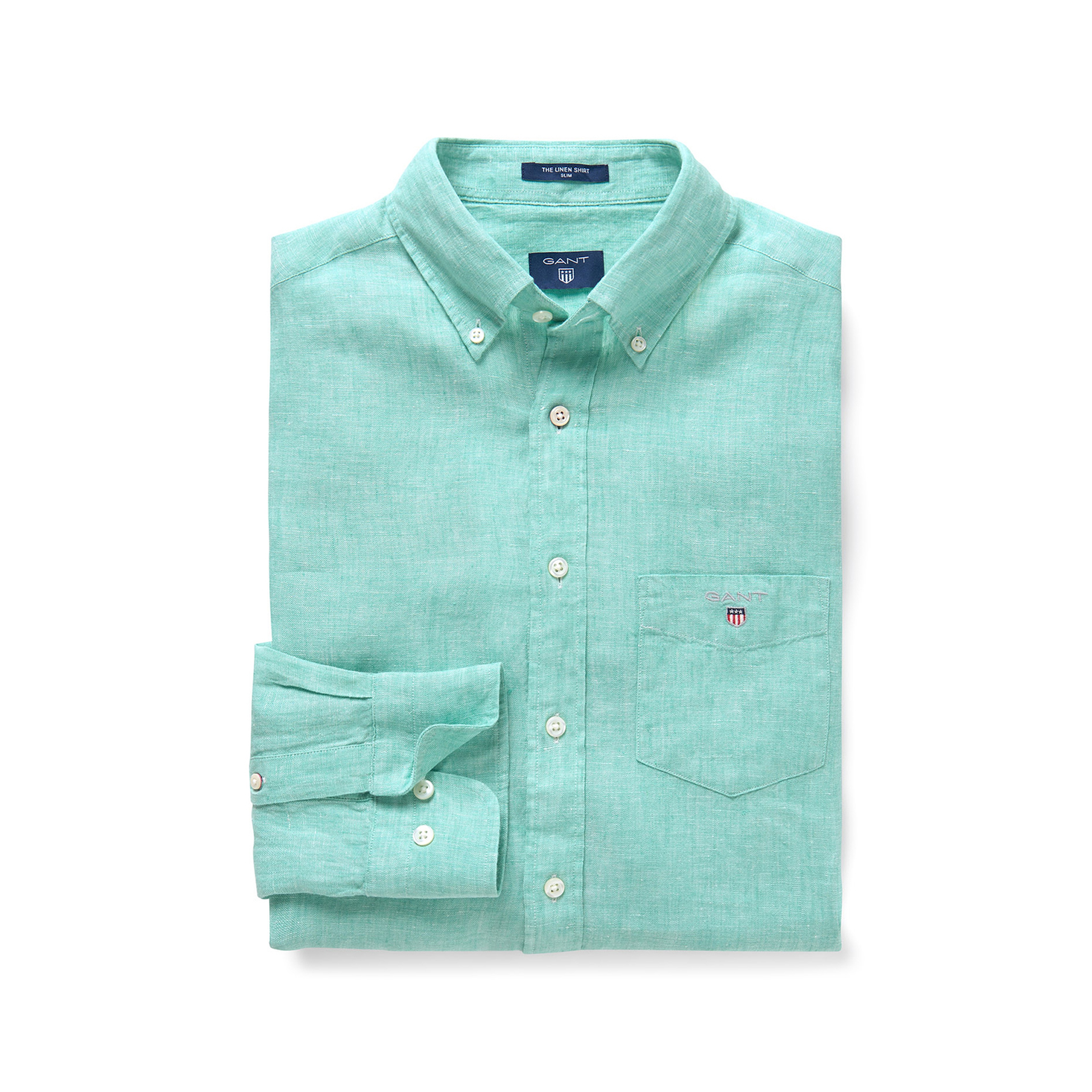 Gant Erkek Yeşil Slim Fit Keten Gömlek