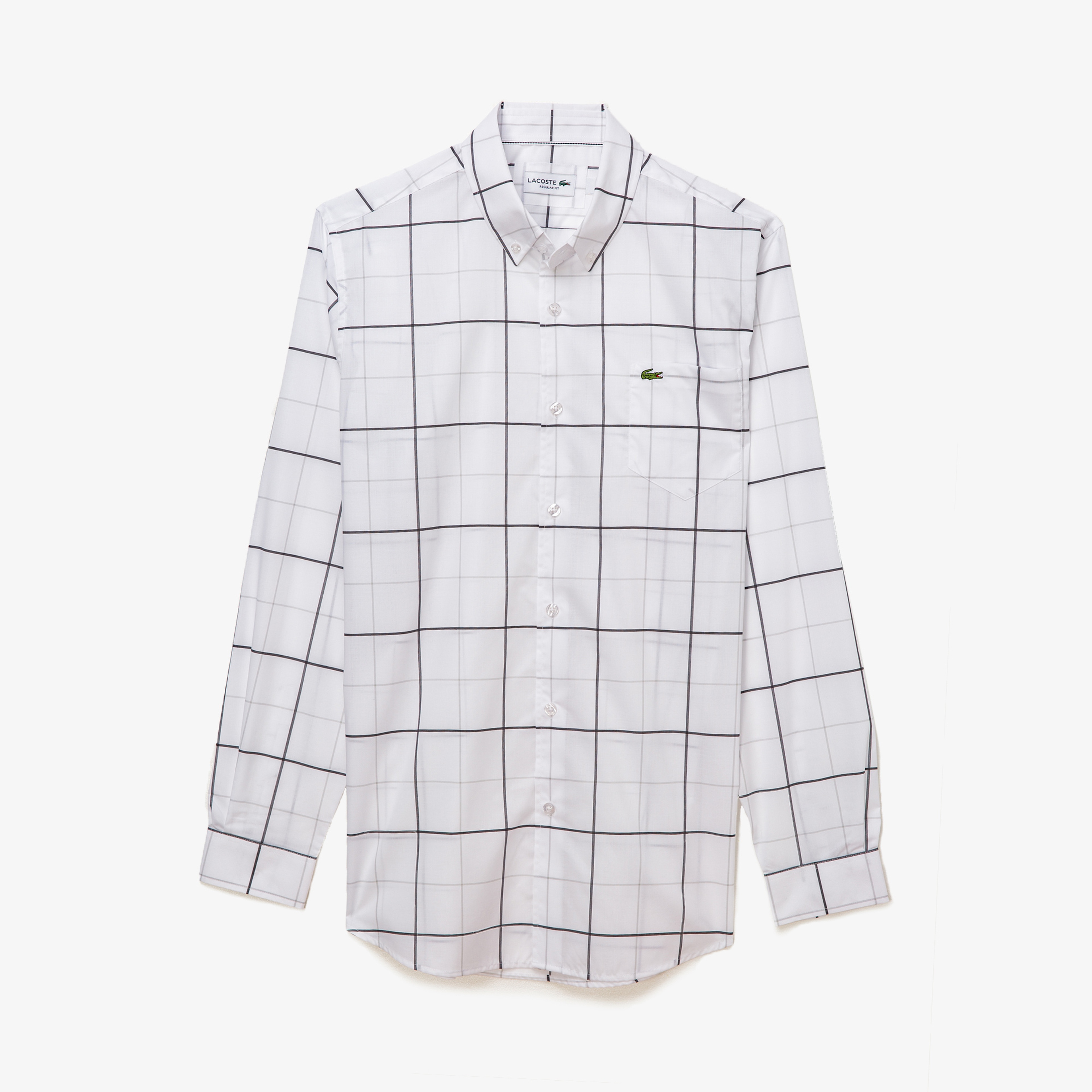 Lacoste Erkek Regular Fit Beyaz Gri Çizgili Gömlek