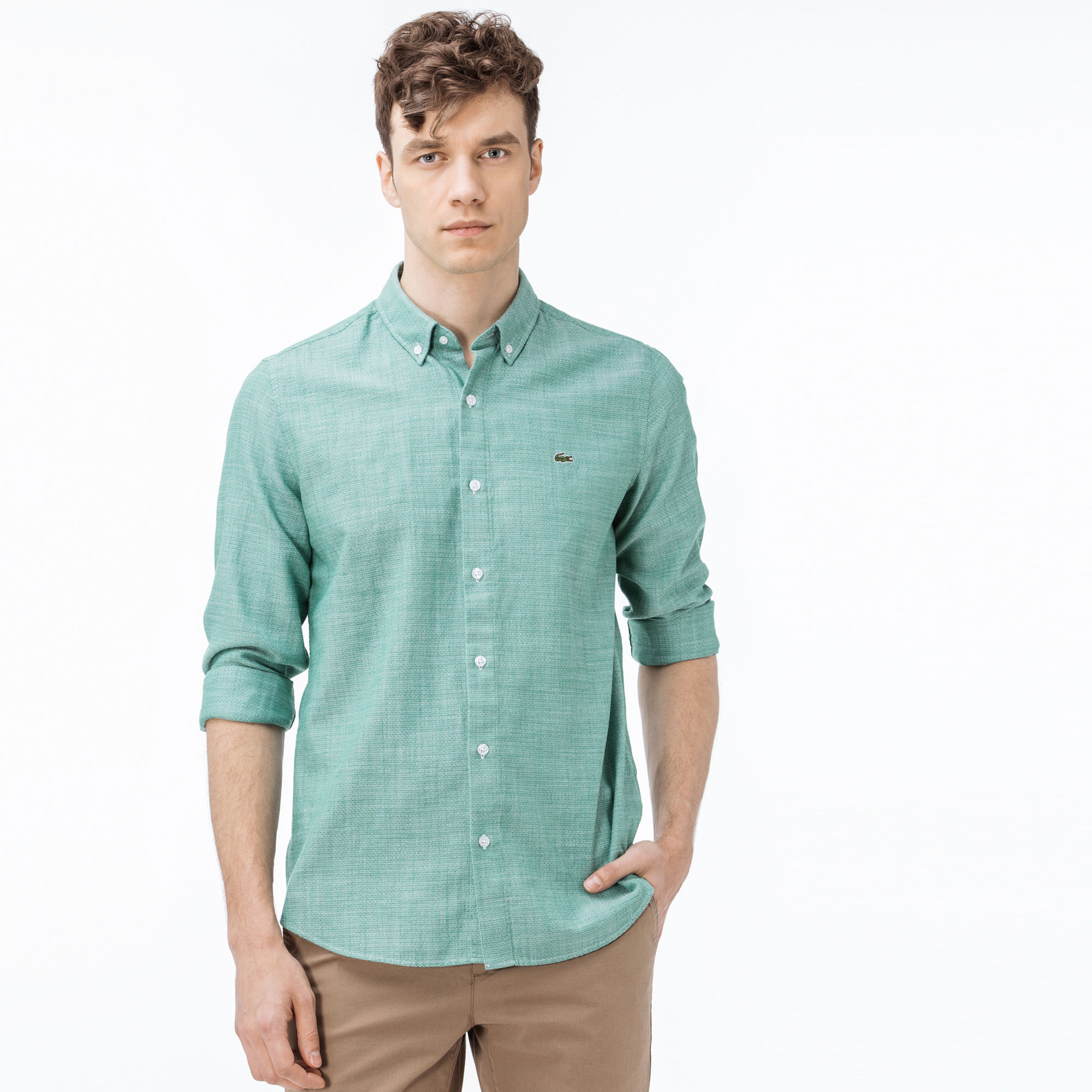 Lacoste Erkek Slim Fit Yeşil Gömlek