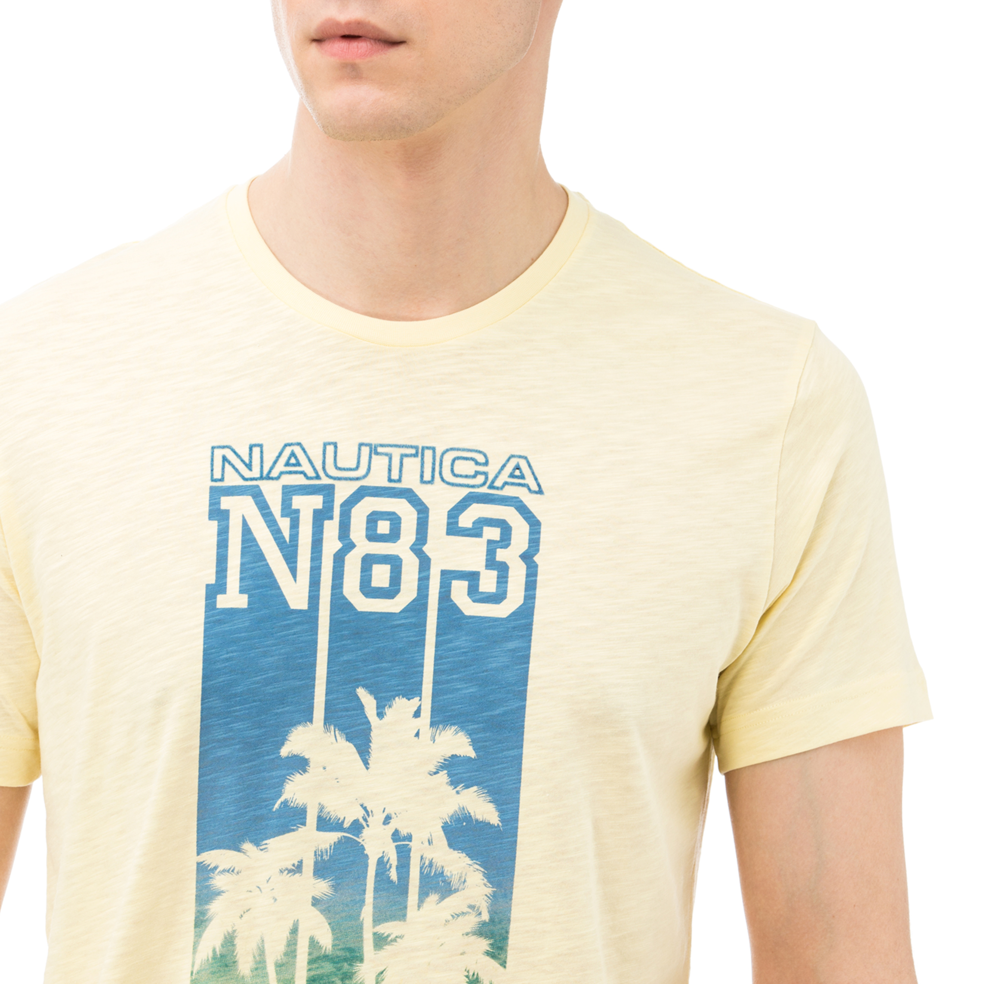 Nautica Erkek Sarı Bisiklet Yaka Kısa Kollu Slim Fit T-Shirt