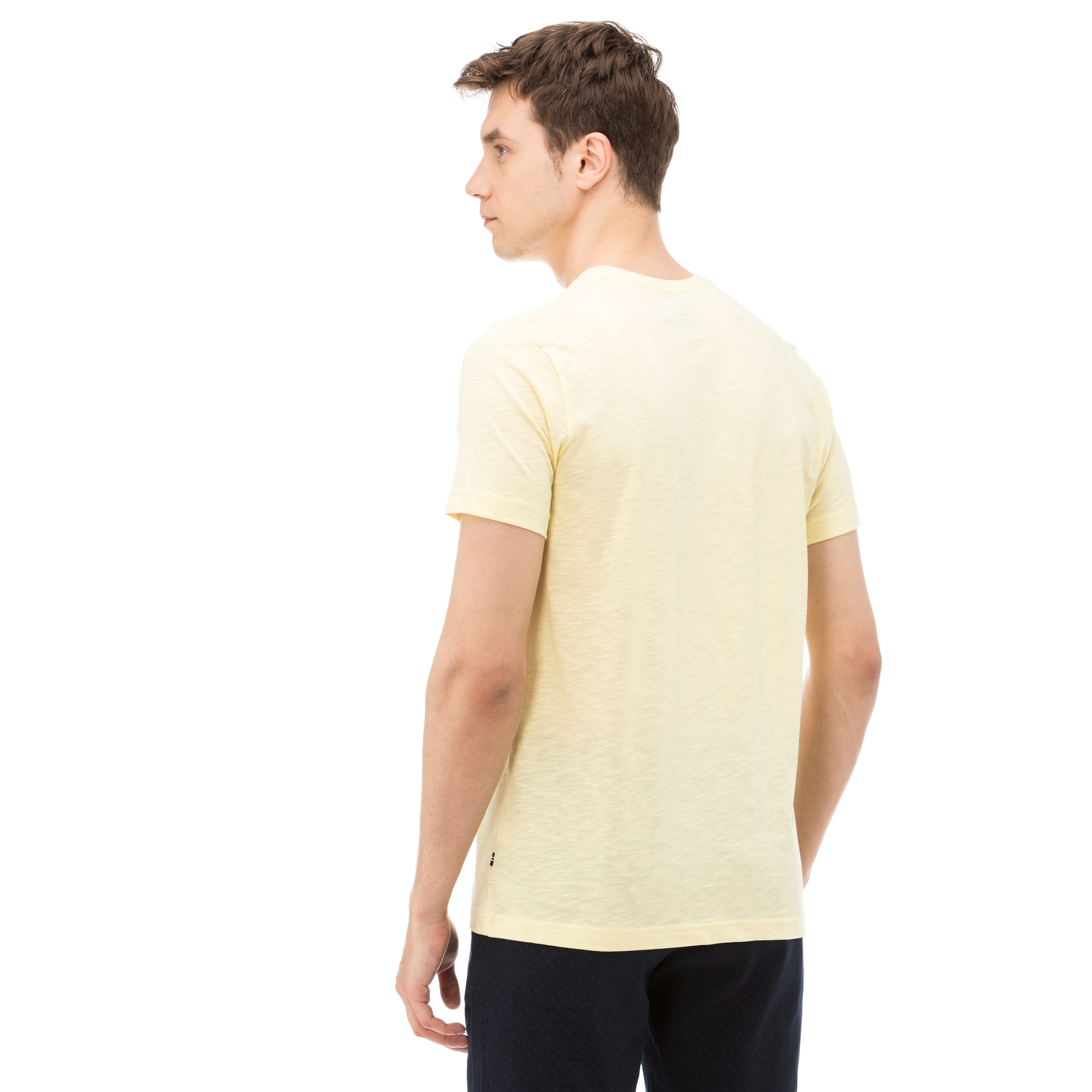 Nautica Erkek Sarı Bisiklet Yaka Kısa Kollu Slim Fit T-Shirt