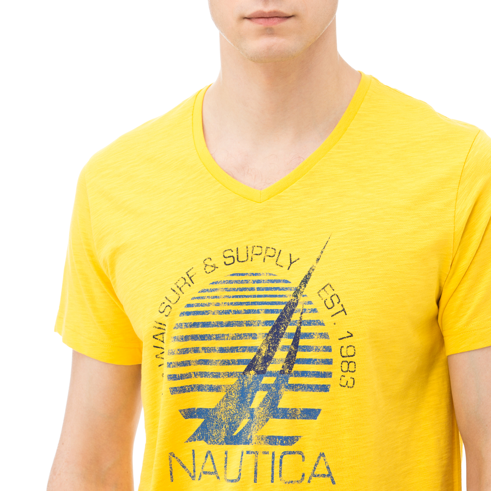 Nautica Erkek Sarı Kısa Kollu Slim Fit T-Shirt
