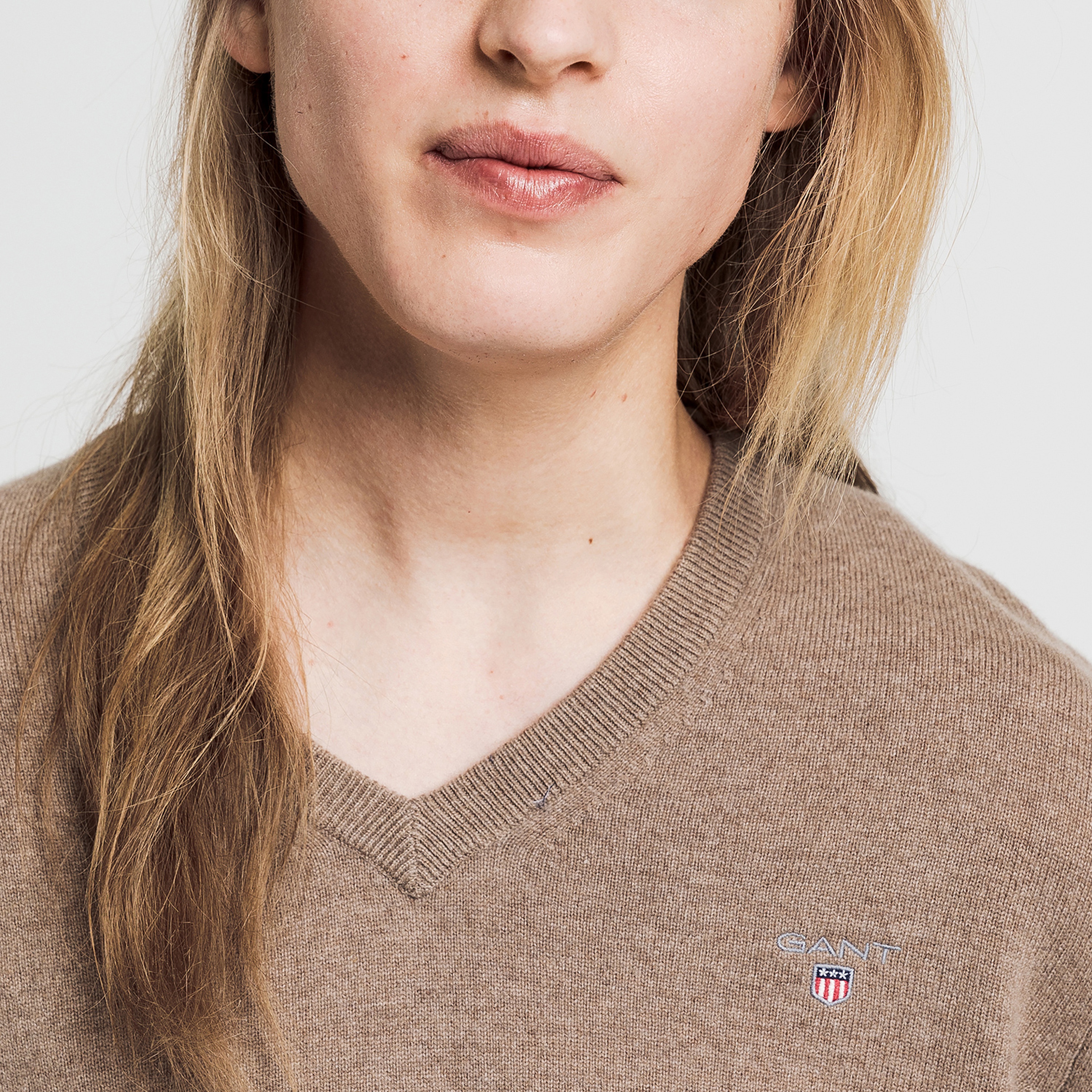 GANT Erkek Bej V Yaka Yün Kazak