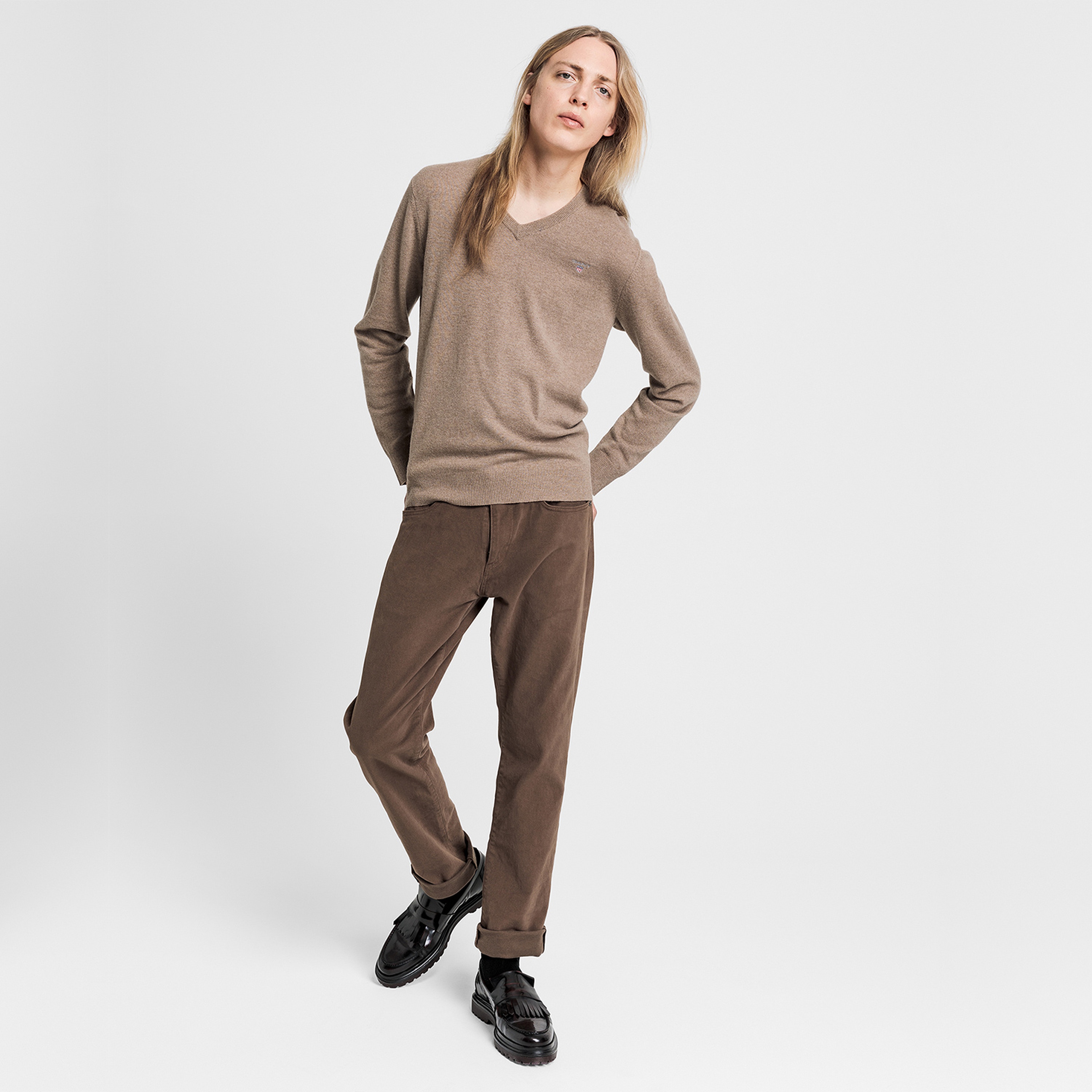 GANT Erkek Bej V Yaka Yün Kazak