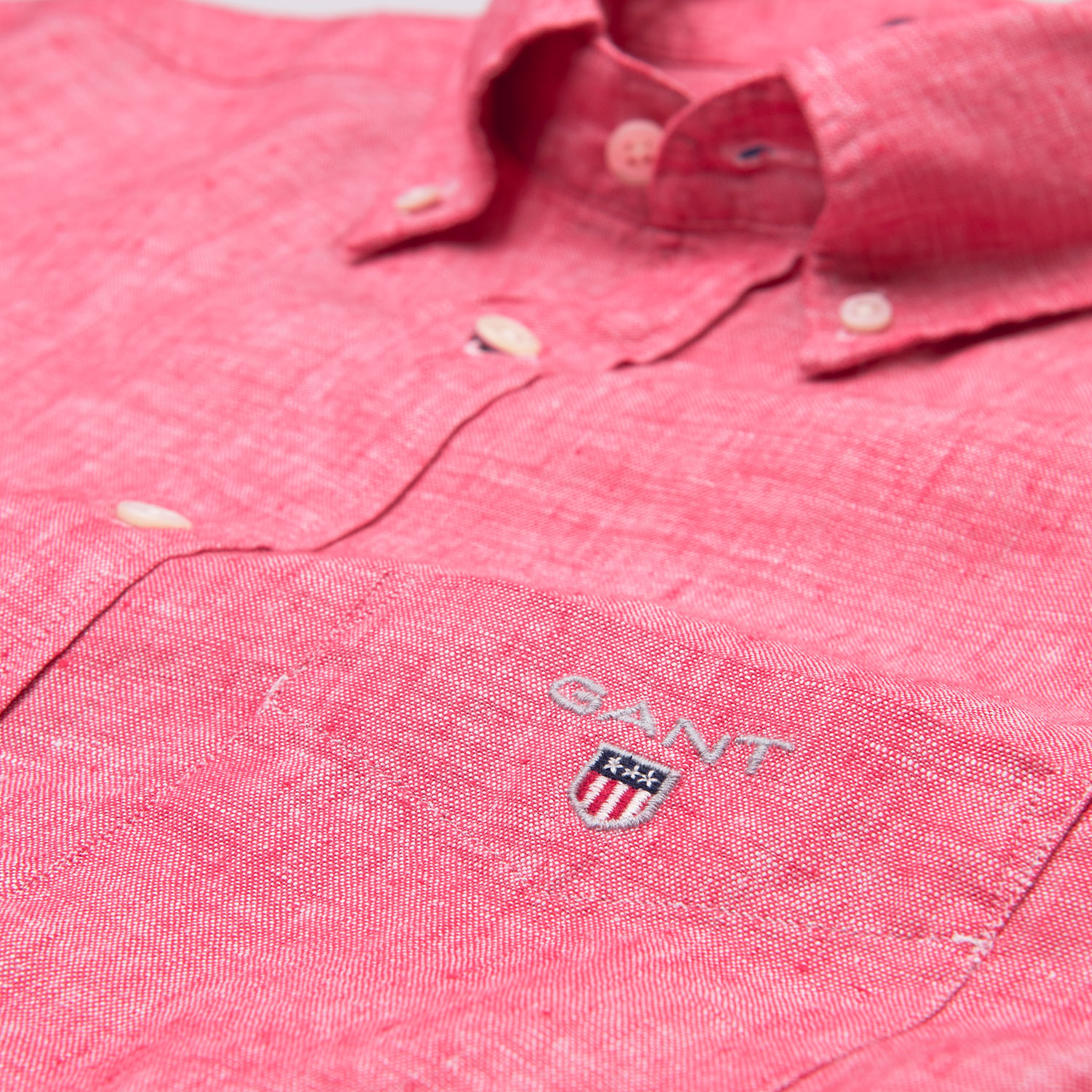 Gant Erkek Pembe Slim Fit Keten Gömlek