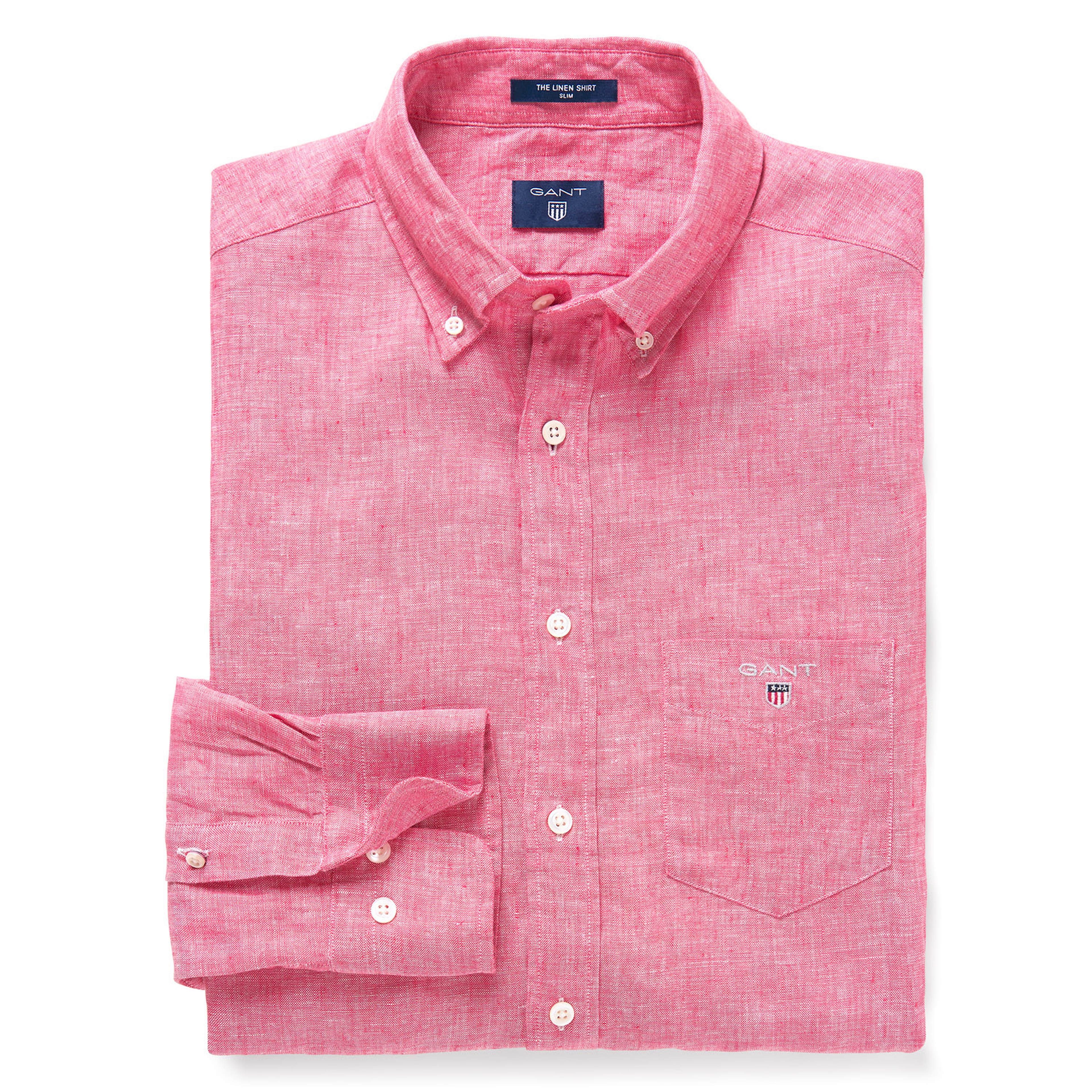 Gant Erkek Pembe Slim Fit Keten Gömlek