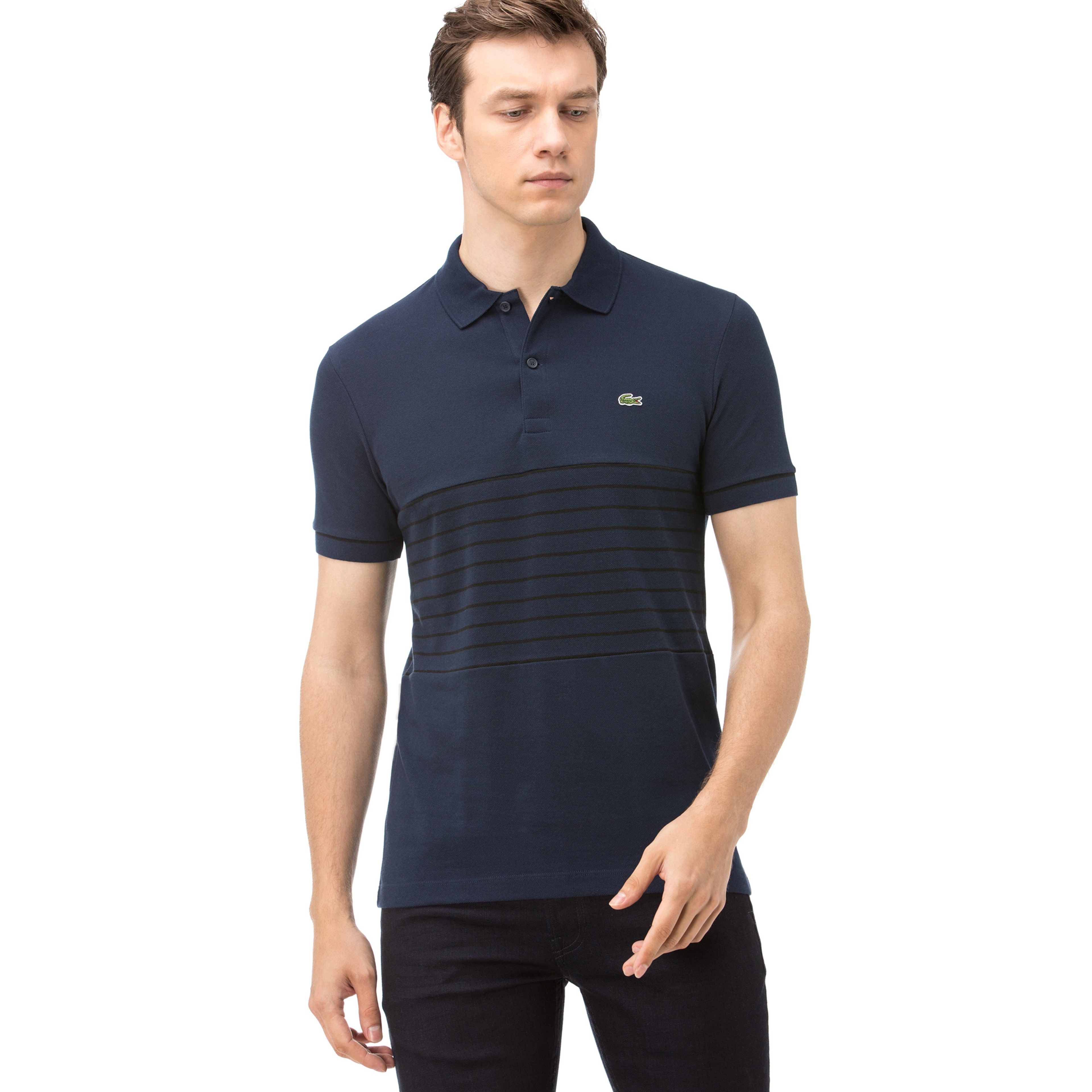 Lacoste Erkek Regular Fit Çizgili Lacivert Polo