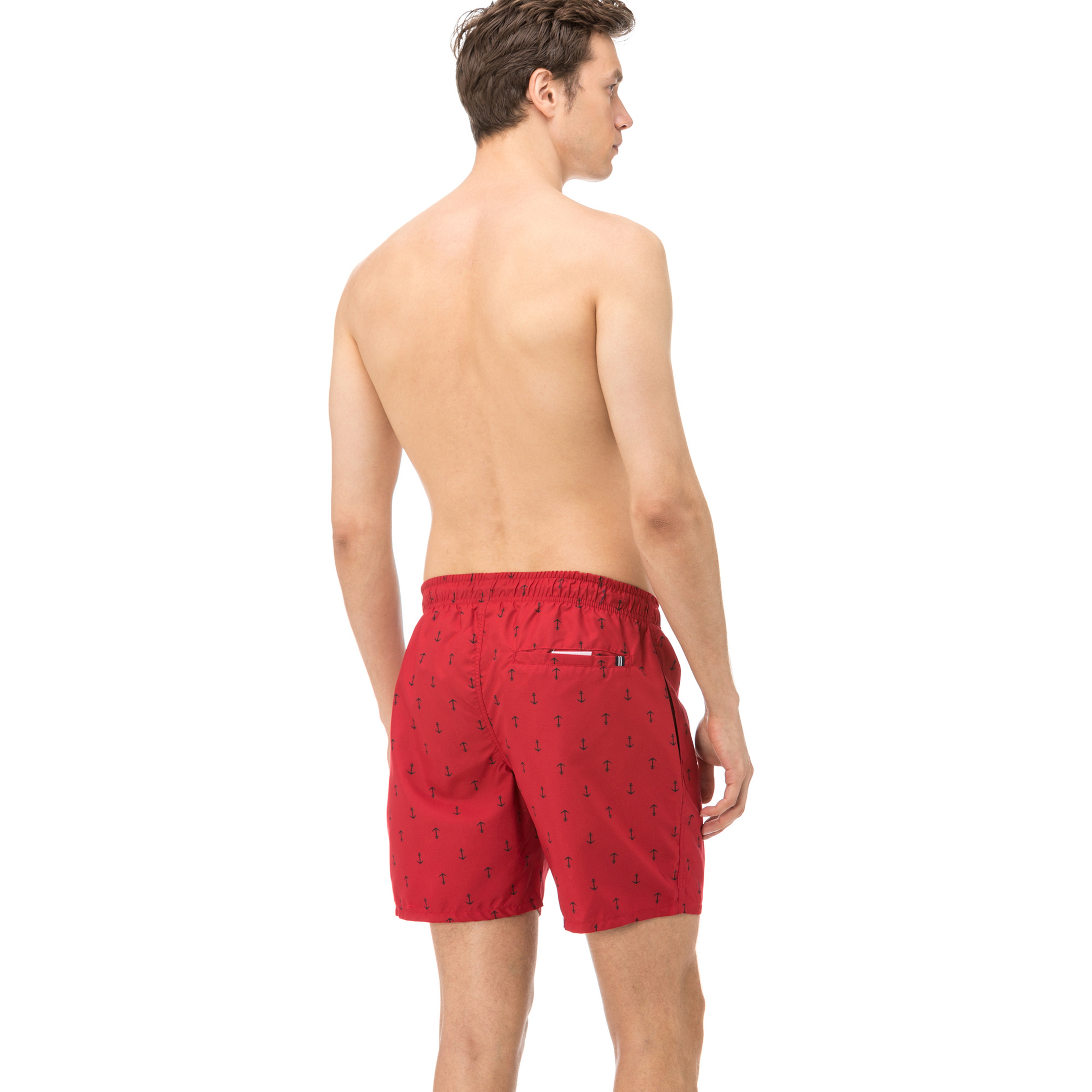 Nautica Erkek Kırmızı Uzun Çapa Desenli Mayoşort