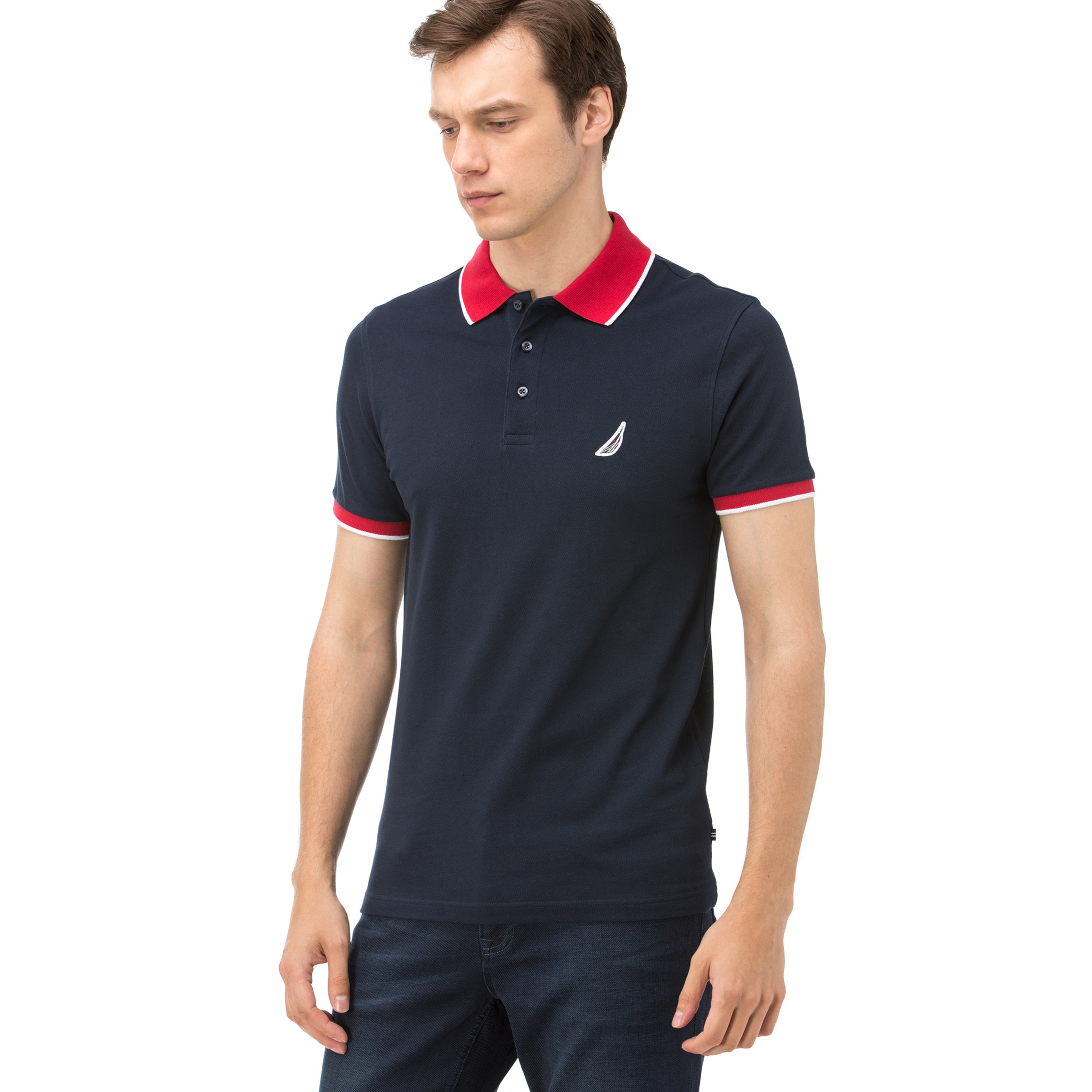 Nautica Erkek Lacivert Kısa Kollu Slim Fit Polo