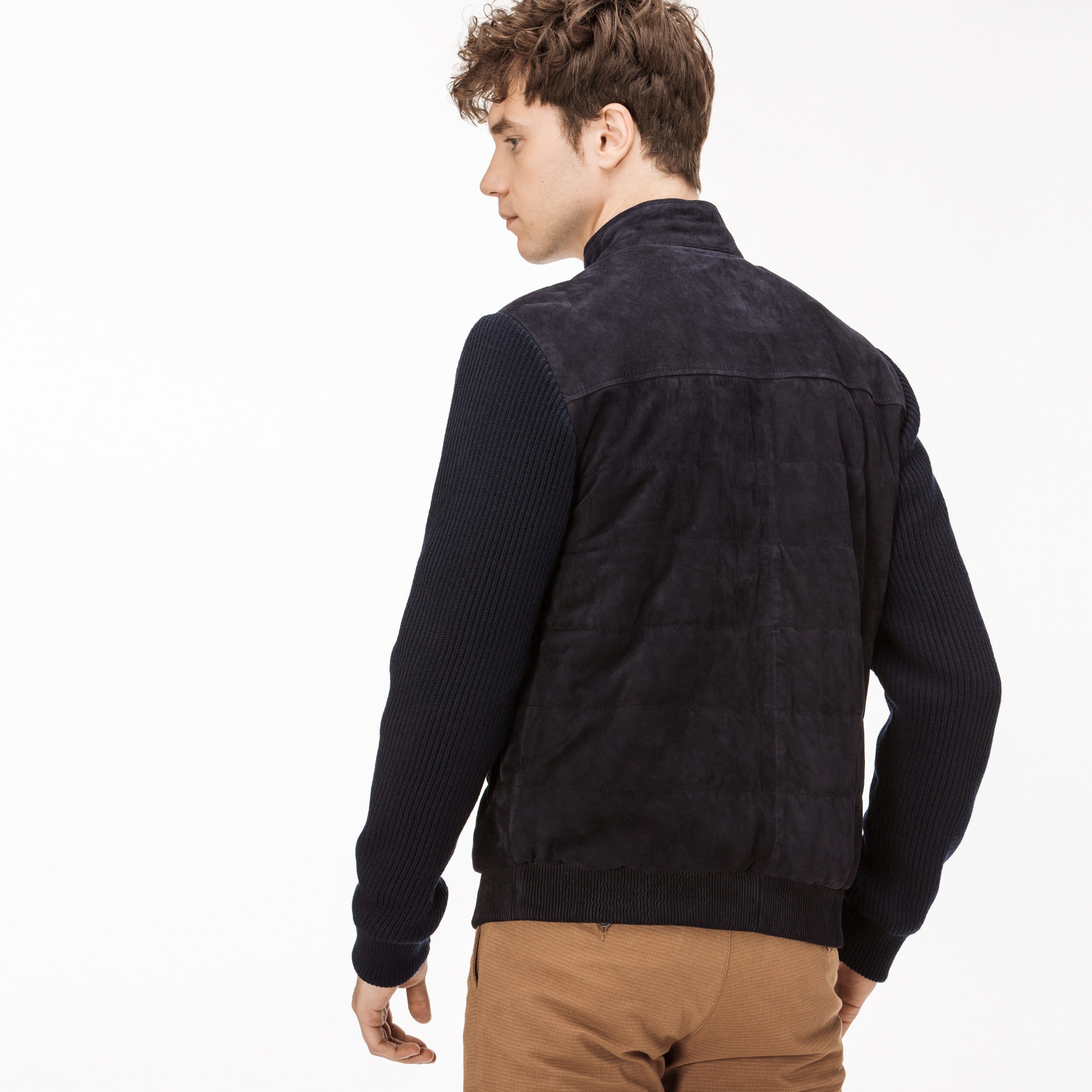 Lacoste Erkek Lacivert Süet Deri Mont