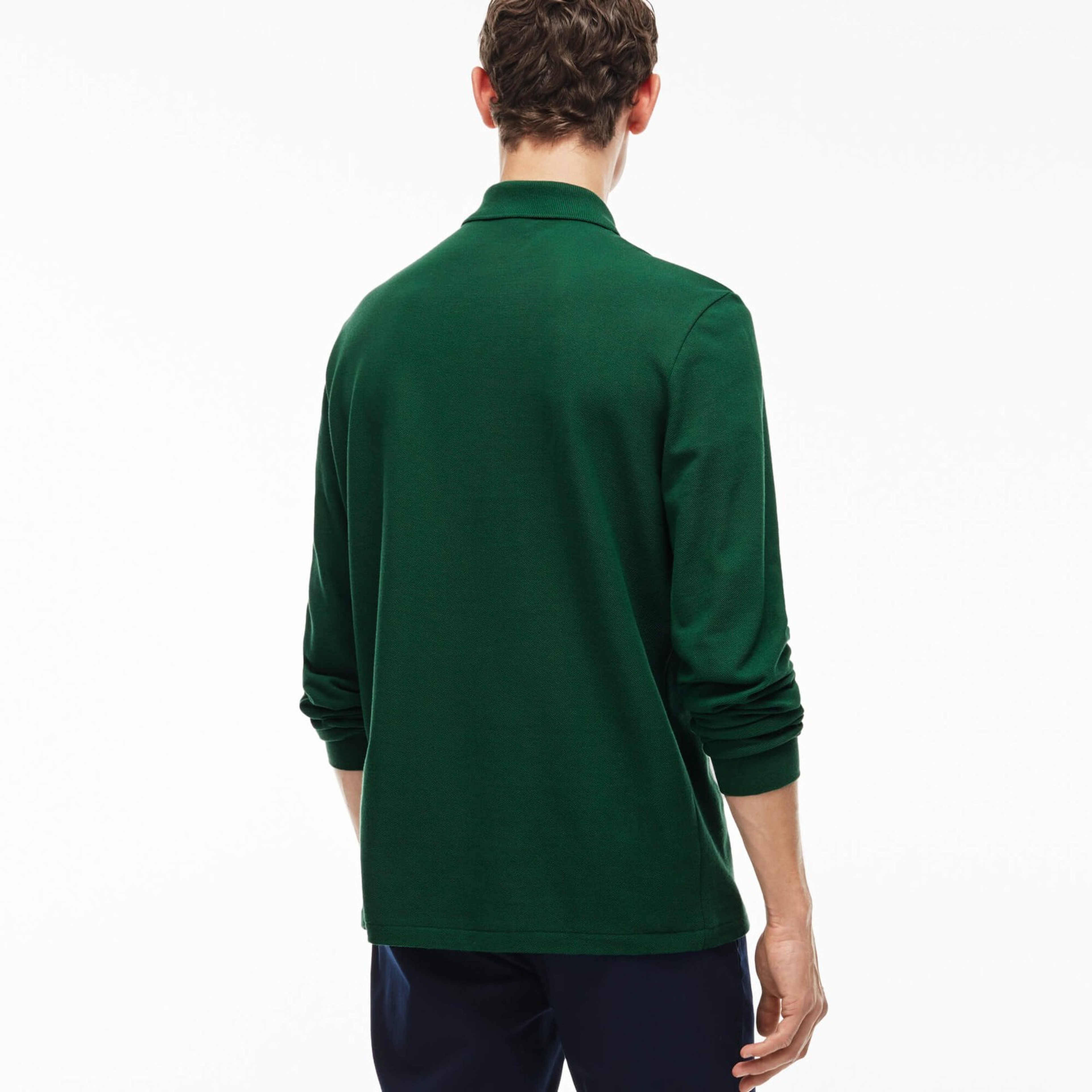 L.12.12 Erkek Classic Fit Uzun Kollu Koyu Yeşil Polo