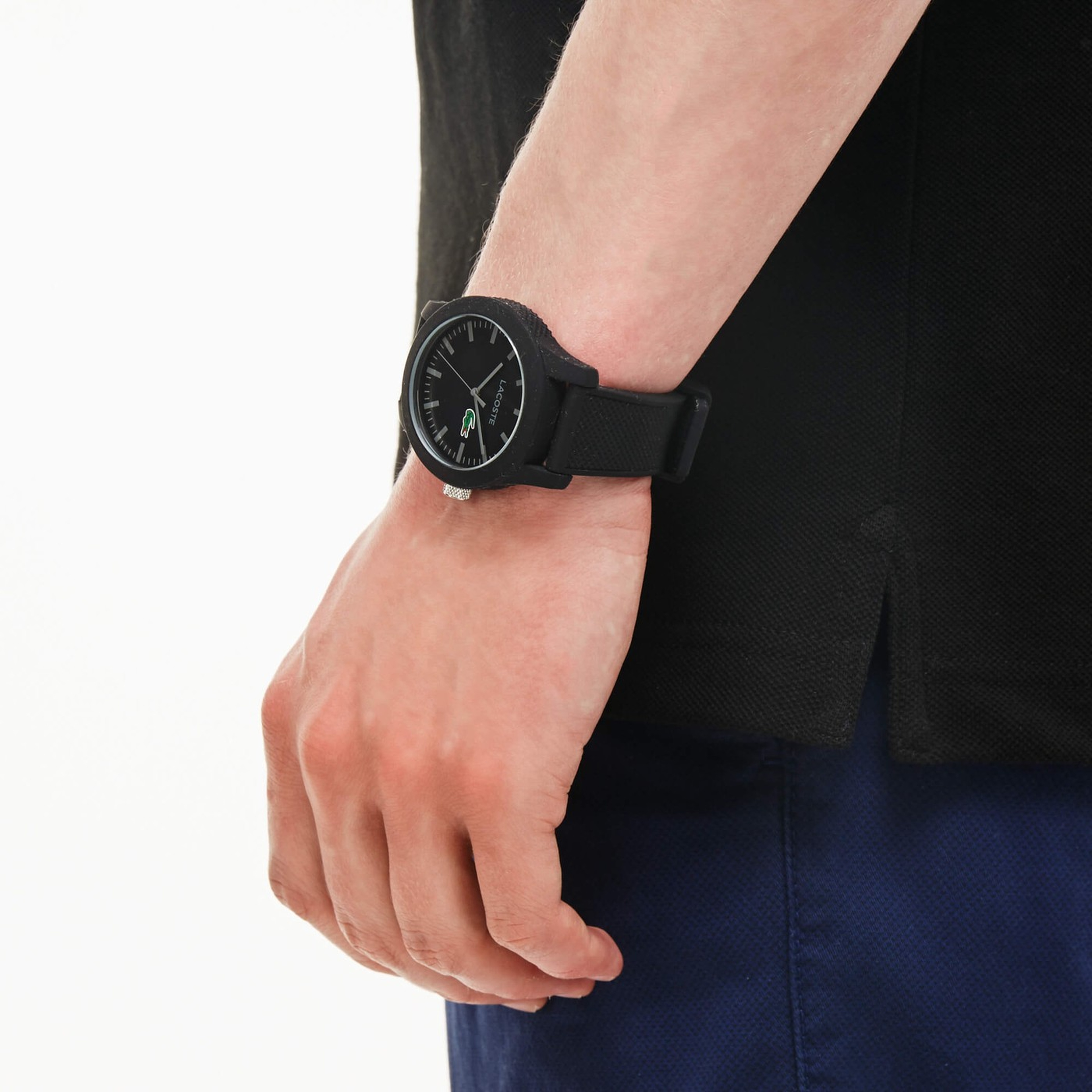 L.12.12 Erkek Slim Fit Polo Yaka Siyah Polo