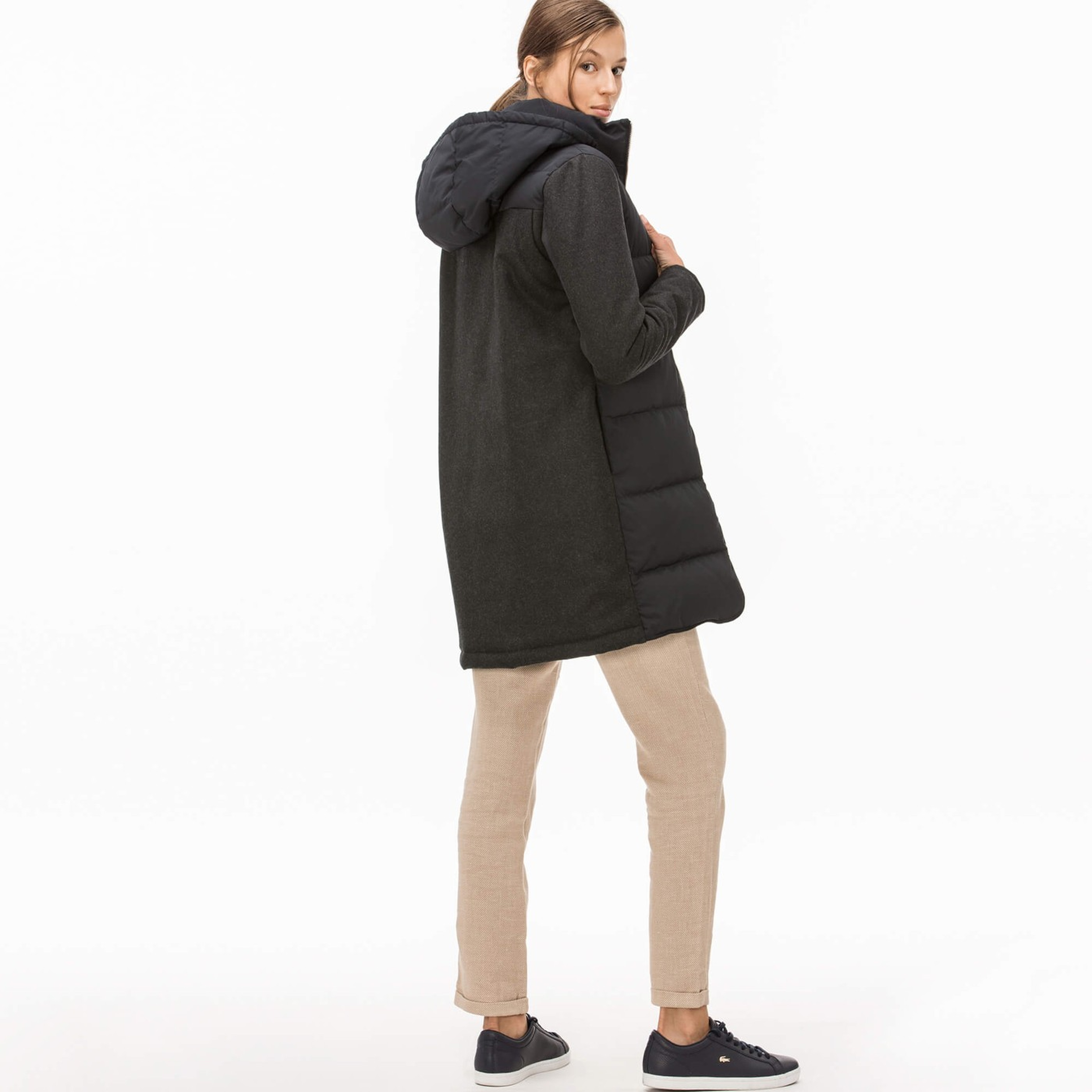 Lacoste Kadın Lacivert Kapitone Mont