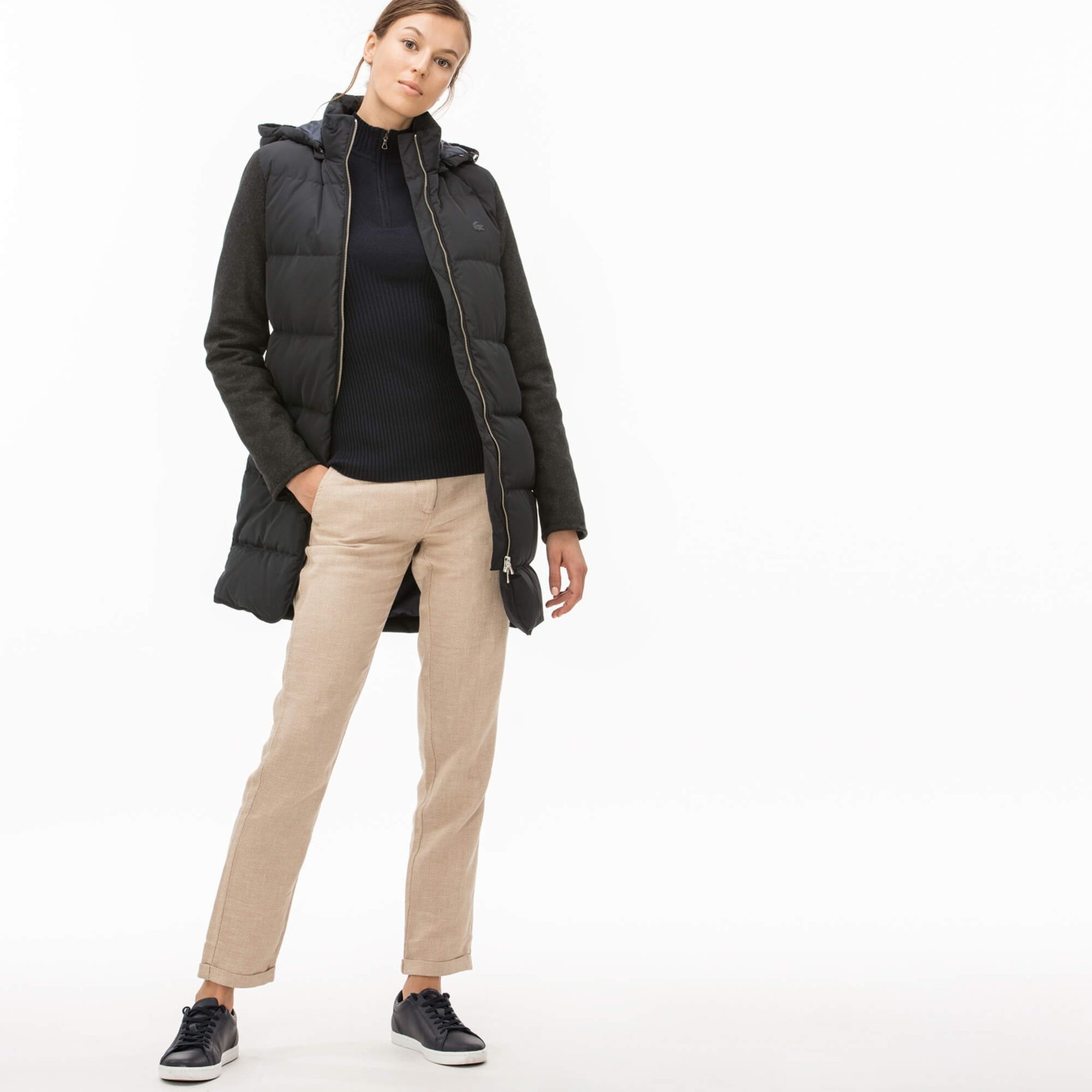 Lacoste Kadın Lacivert Kapitone Mont