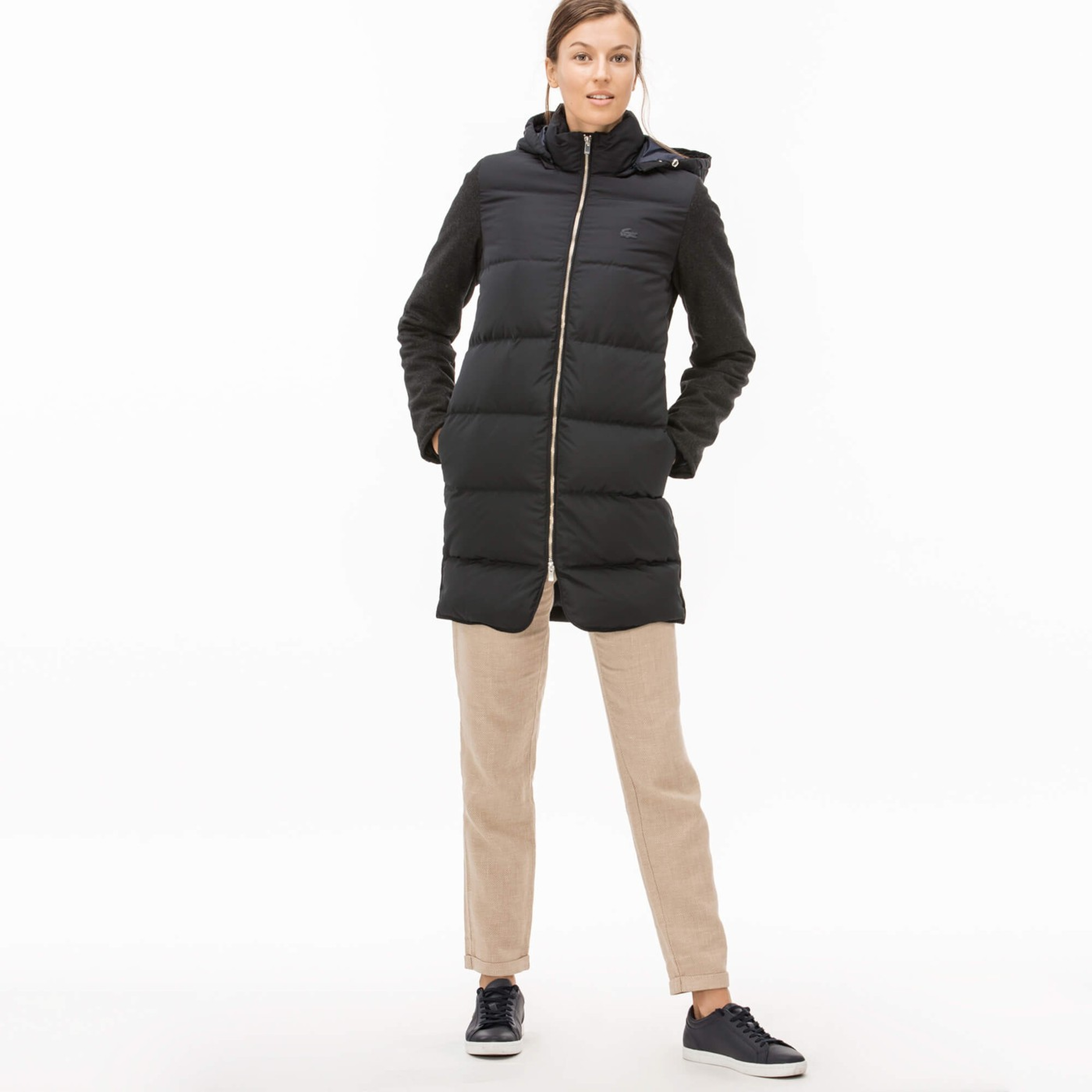 Lacoste Kadın Lacivert Kapitone Mont