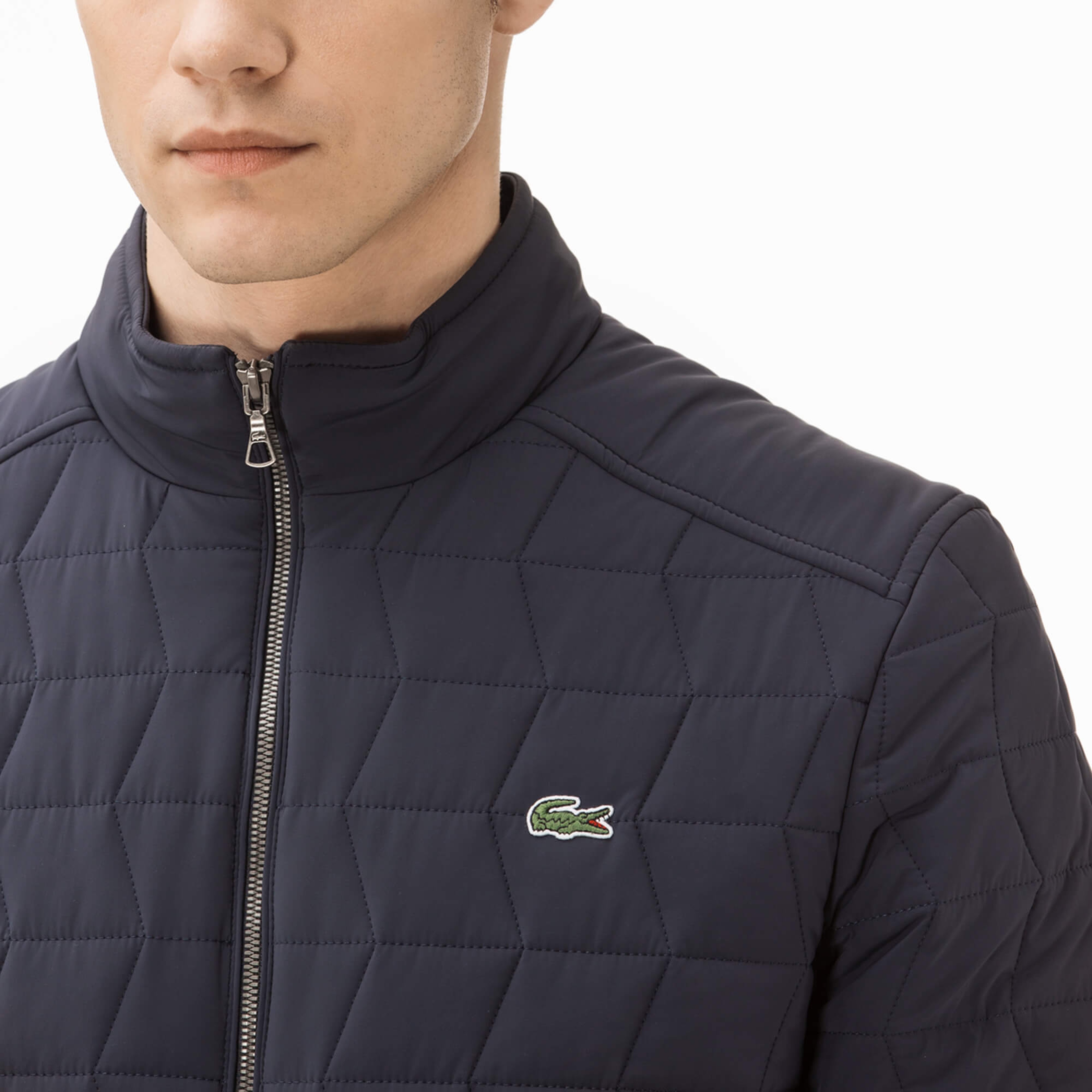 Lacoste Erkek Streç Lacivert Kapitone Mont