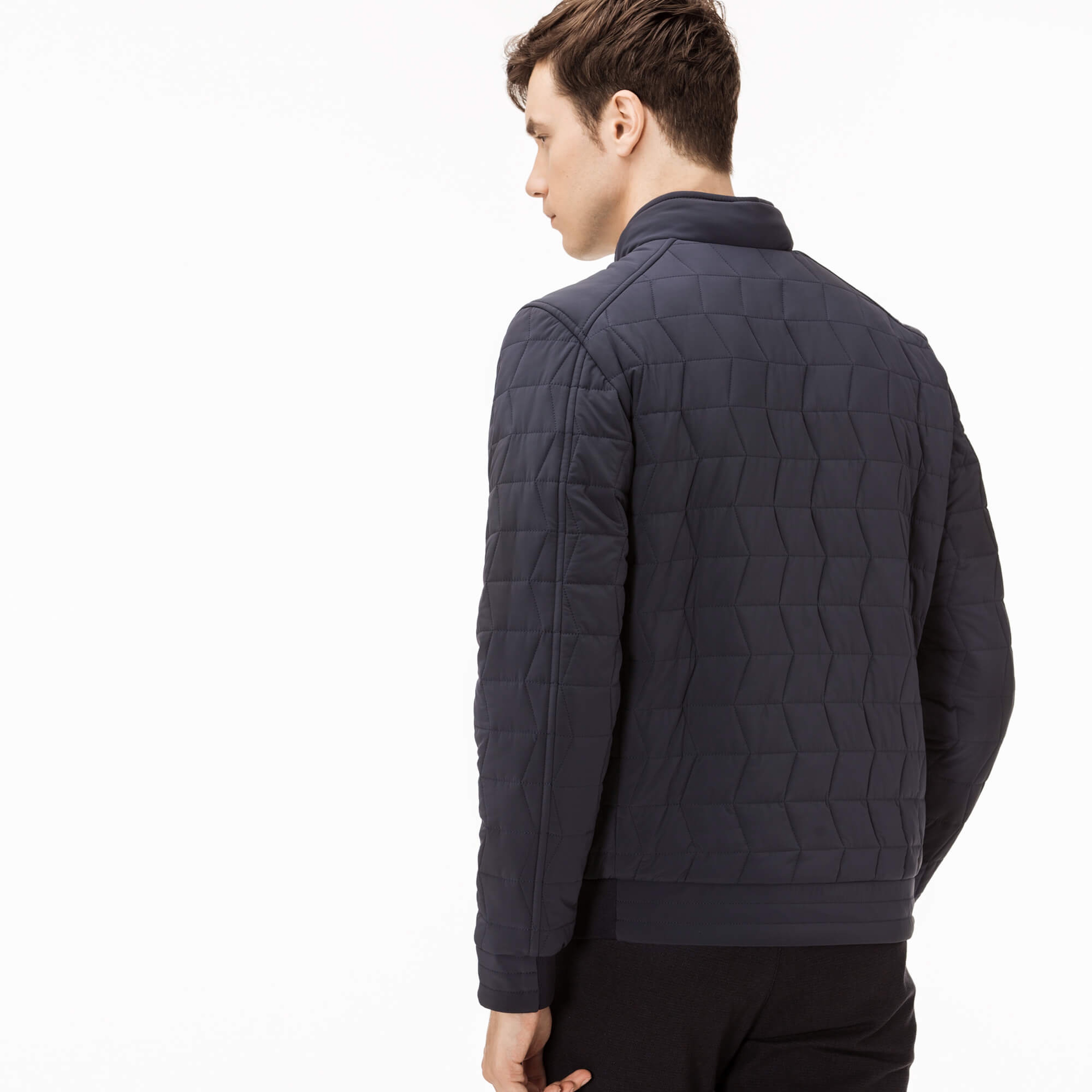 Lacoste Erkek Streç Lacivert Kapitone Mont