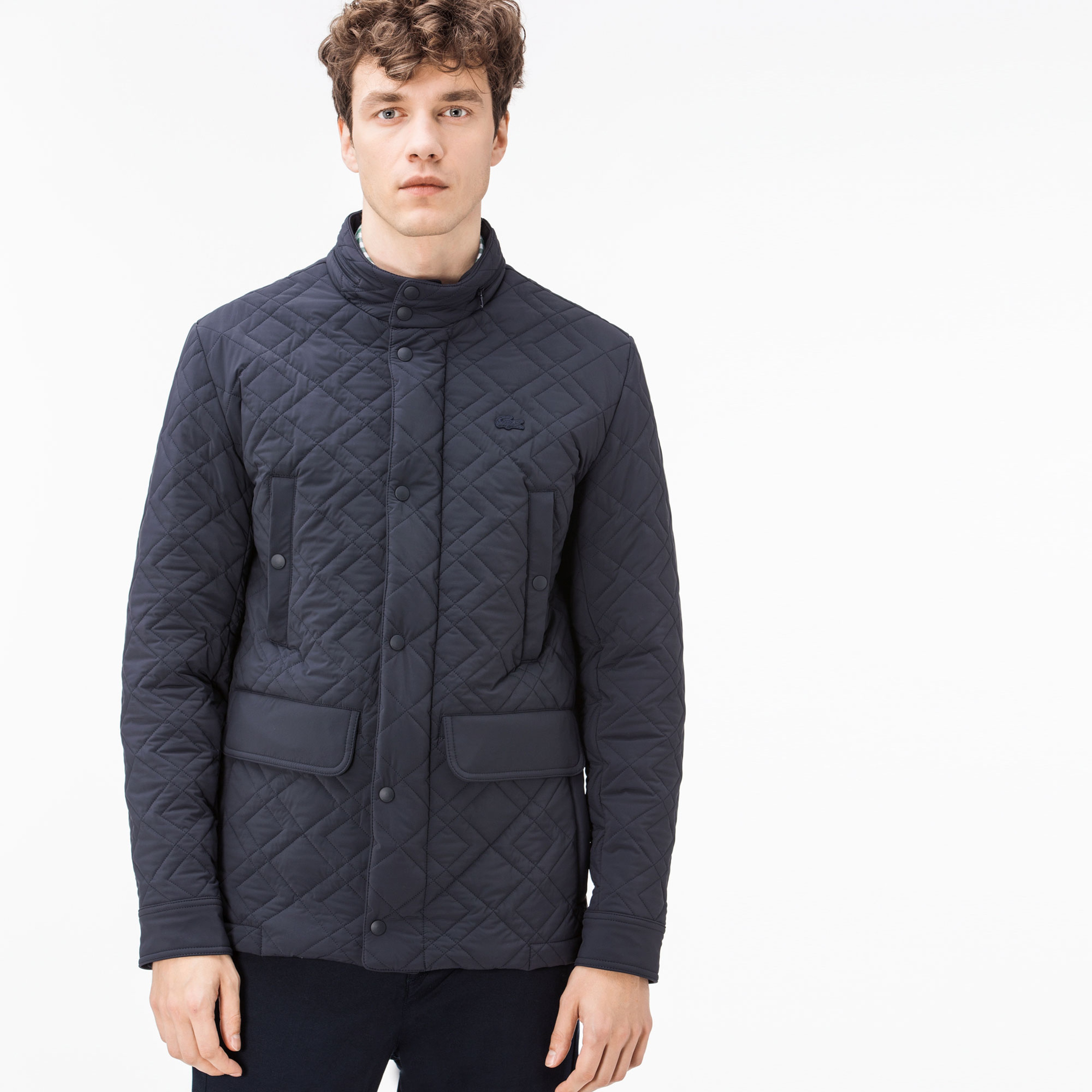 Lacoste Erkek Lacivert Kapitone Mont