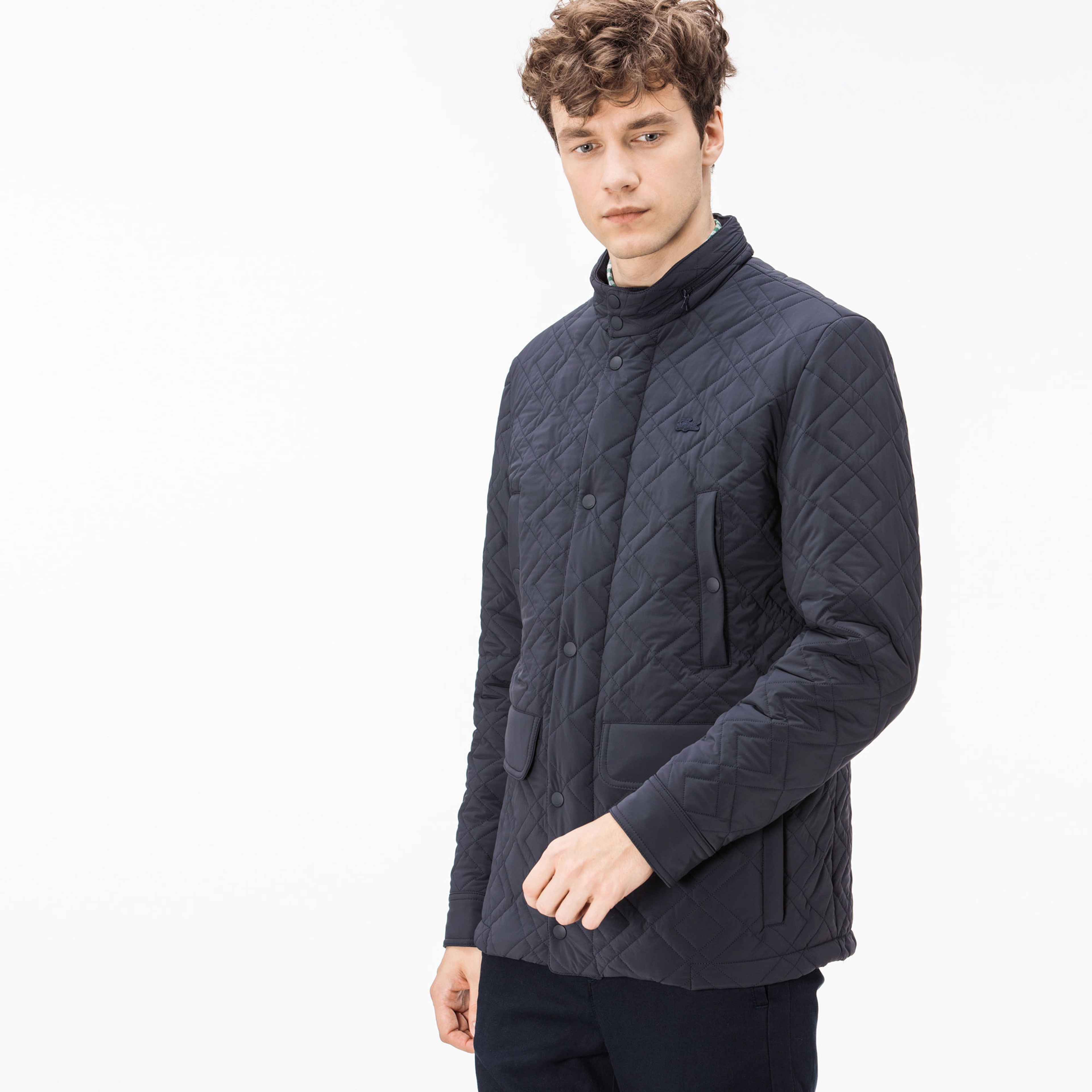 Lacoste Erkek Lacivert Kapitone Mont