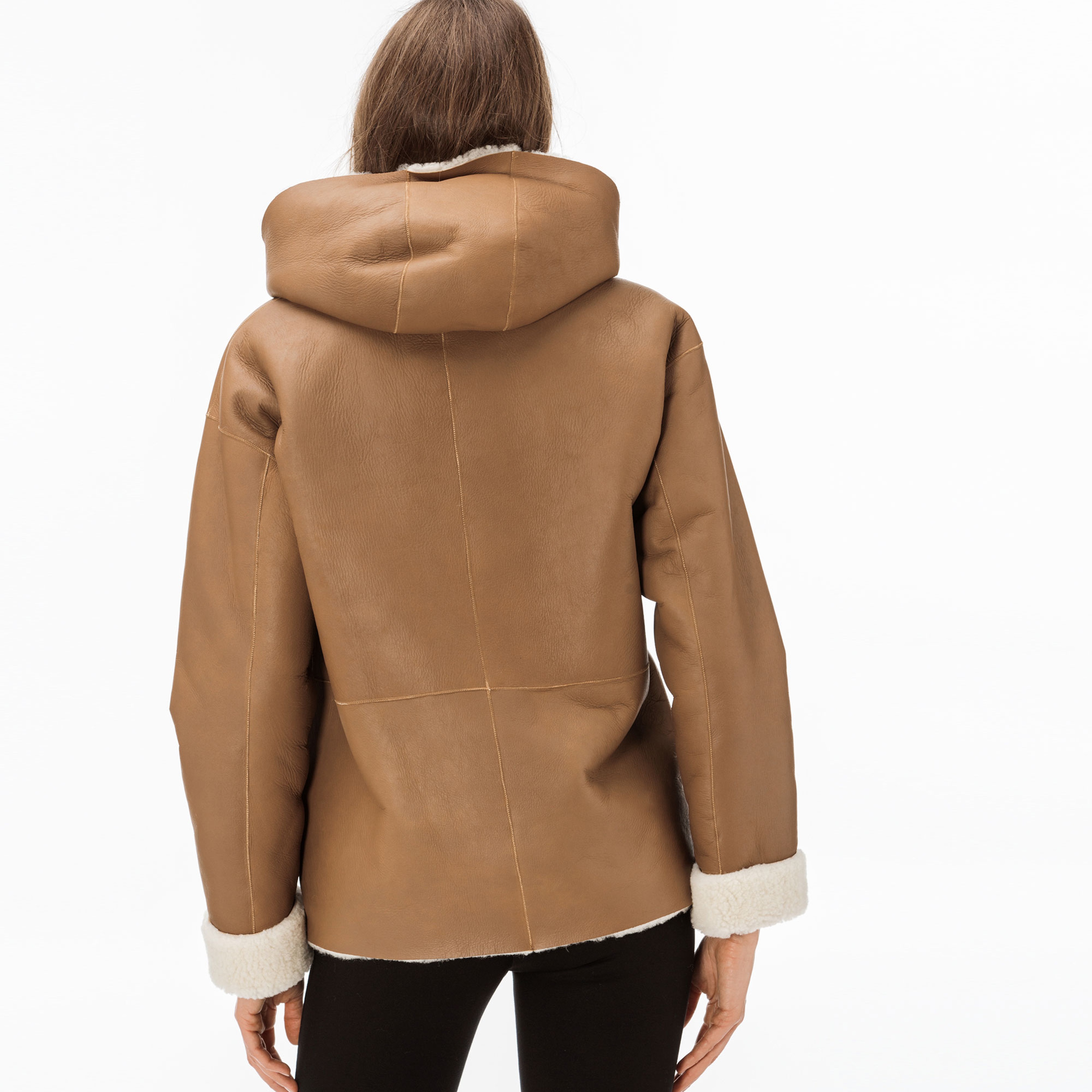 Lacoste Kadın İçi Kürklü Kahverengi Deri Mont