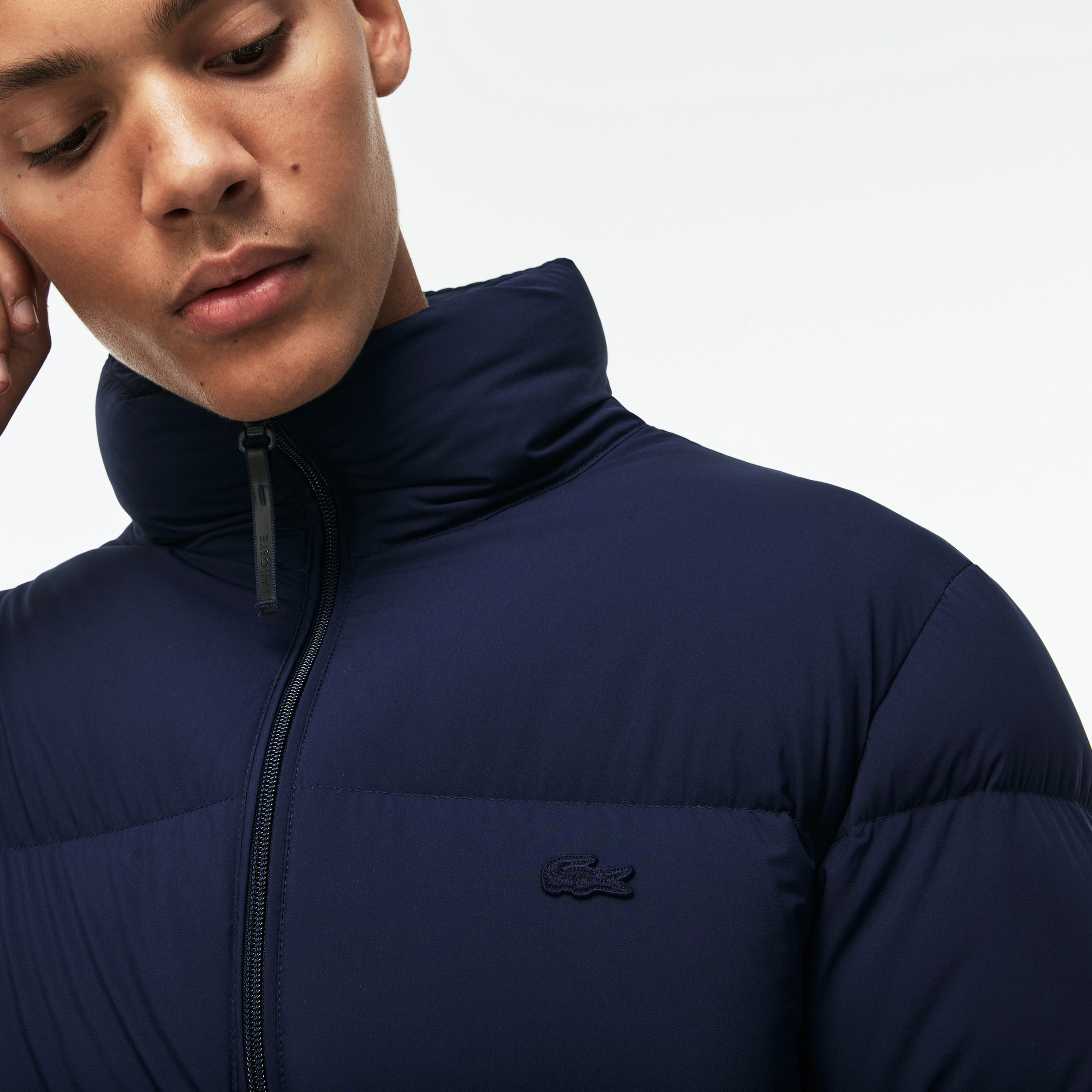 Lacoste Erkek Lacivert Kapitone Mont