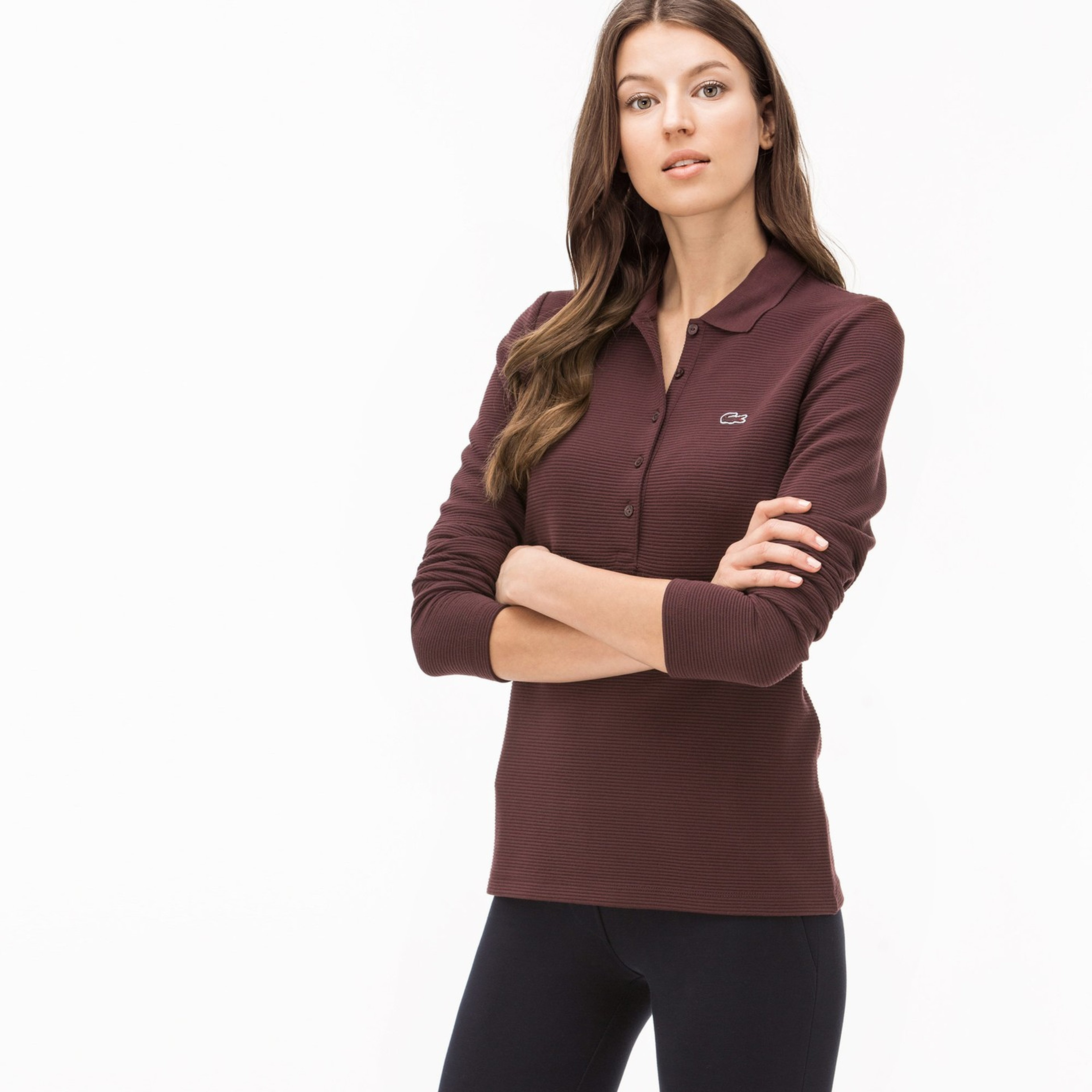 Lacoste Kadın Bordo Uzun Kollu Polo