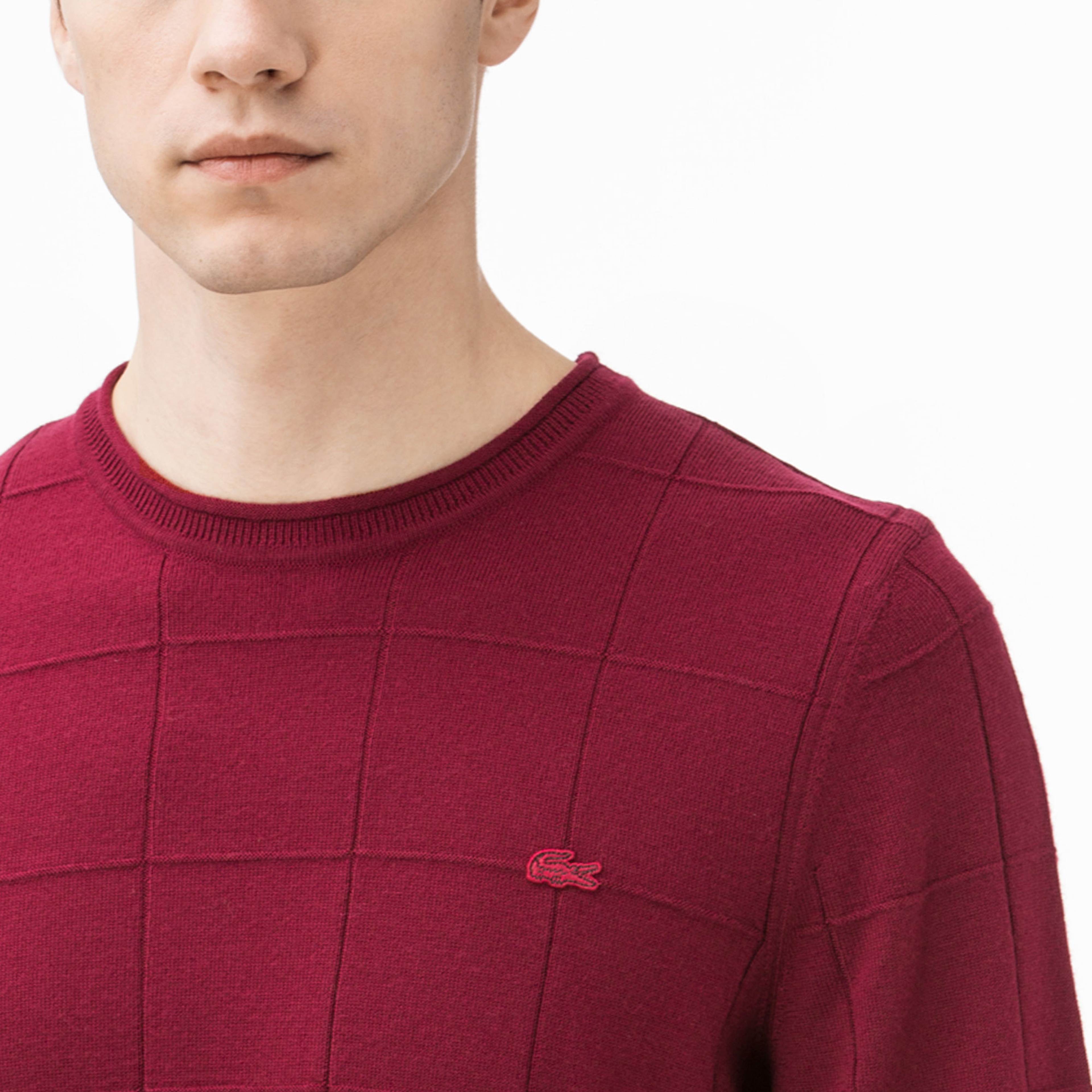 Lacoste Erkek Bordo Bisiklet Yaka Triko Kazak