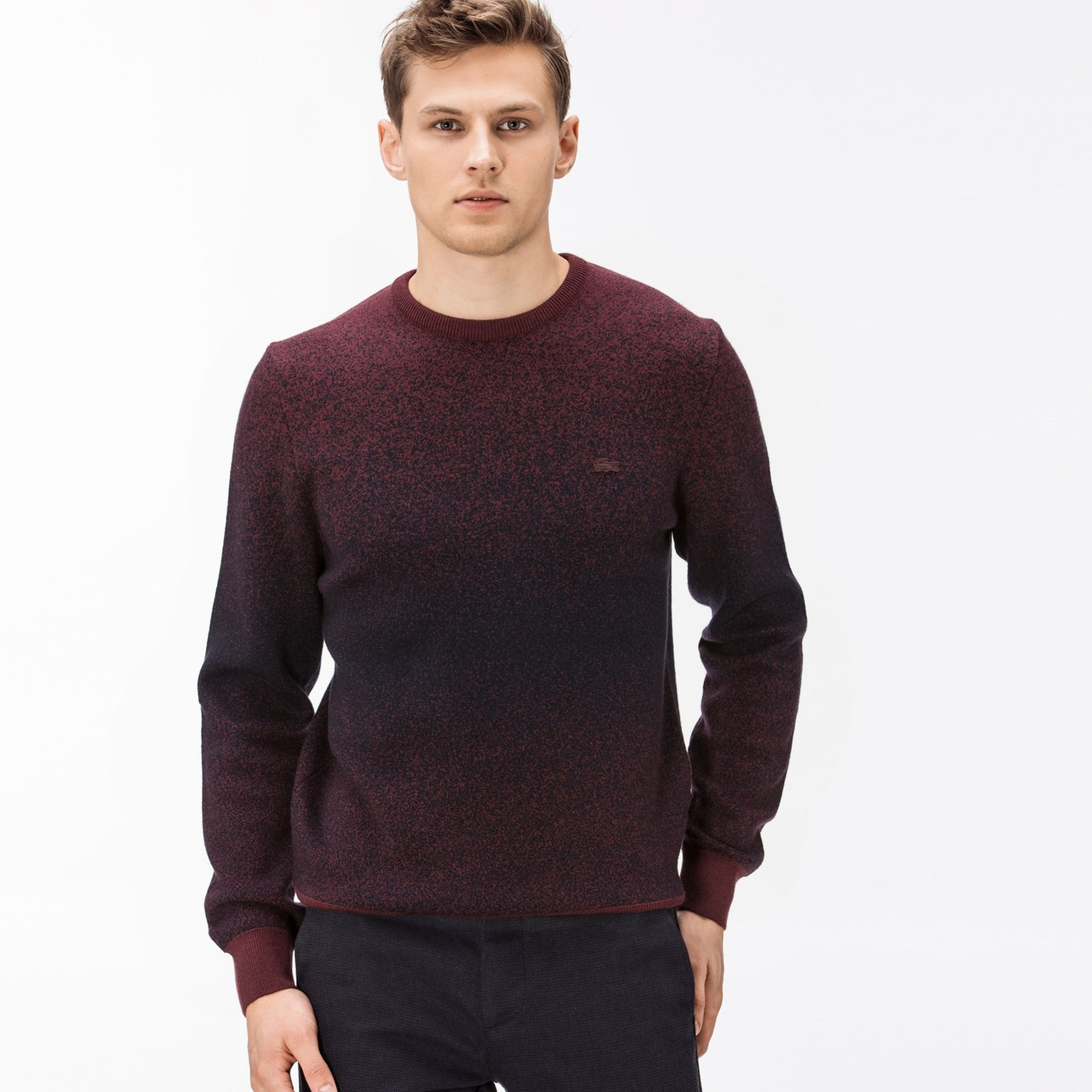 Lacoste Erkek Bordo Bisiklet Yaka Triko Kazak