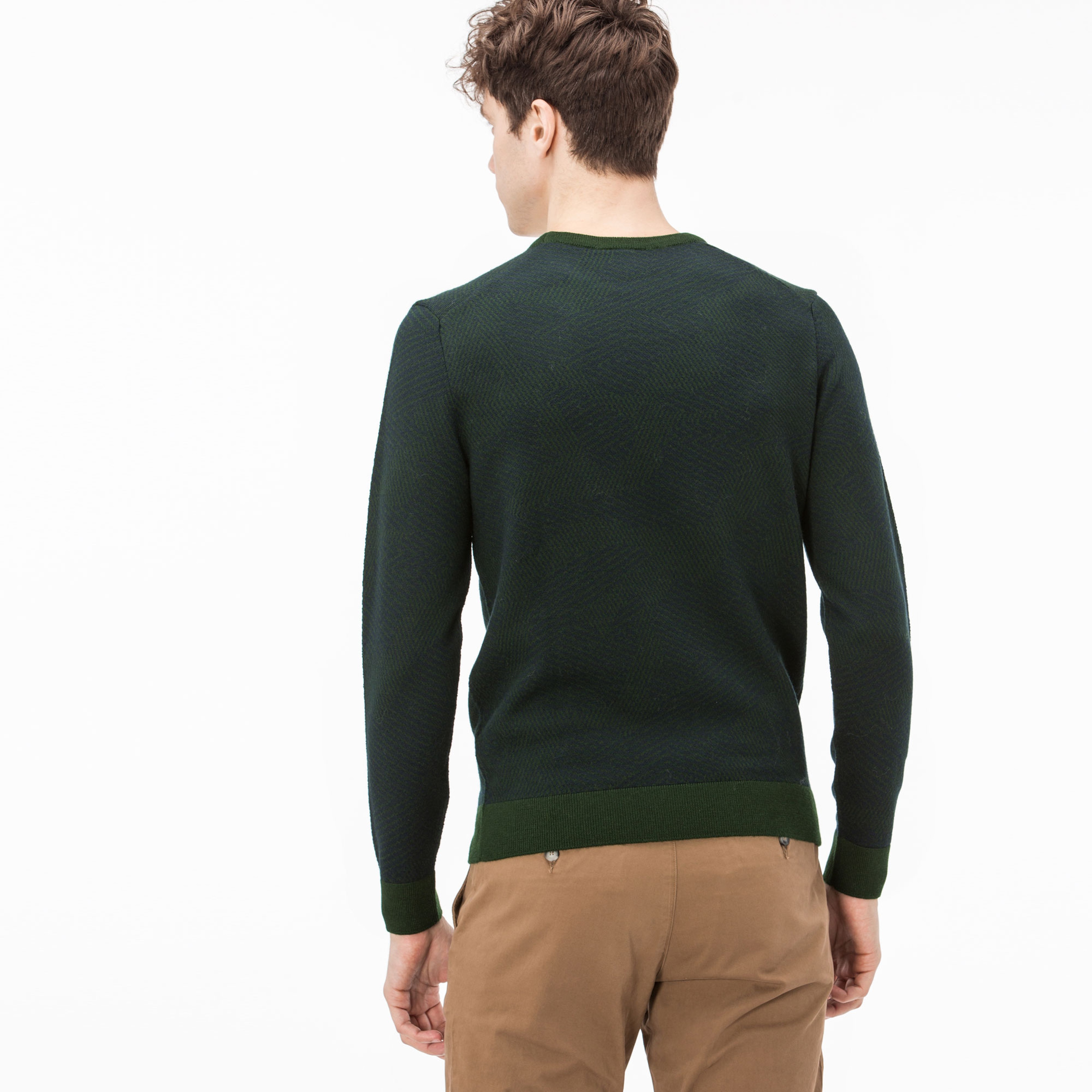 Lacoste Erkek Yeşil-Lacivert Bisiklet Yaka Triko Kazak