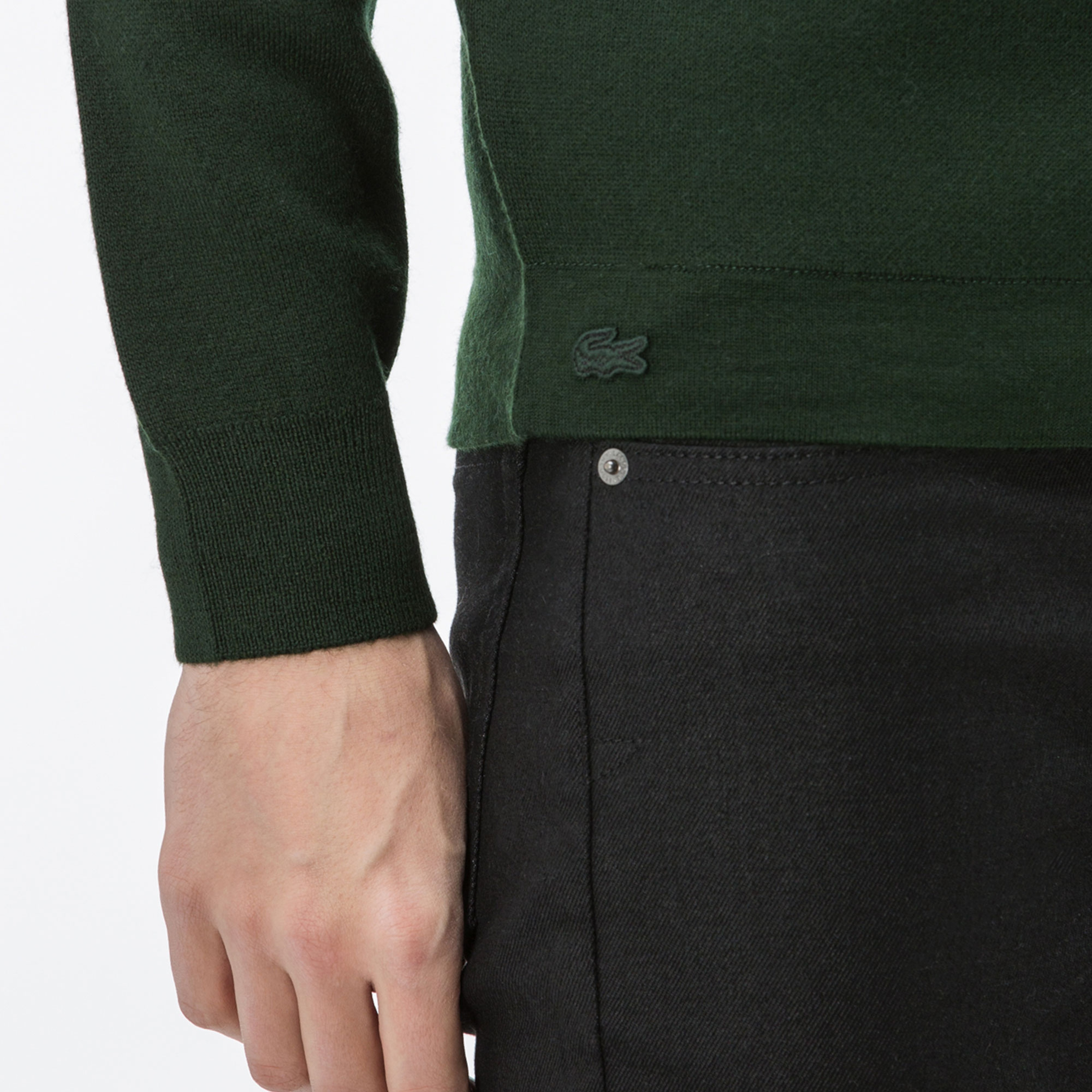 Lacoste Erkek Yeşil Çift Taralı Triko Hırka