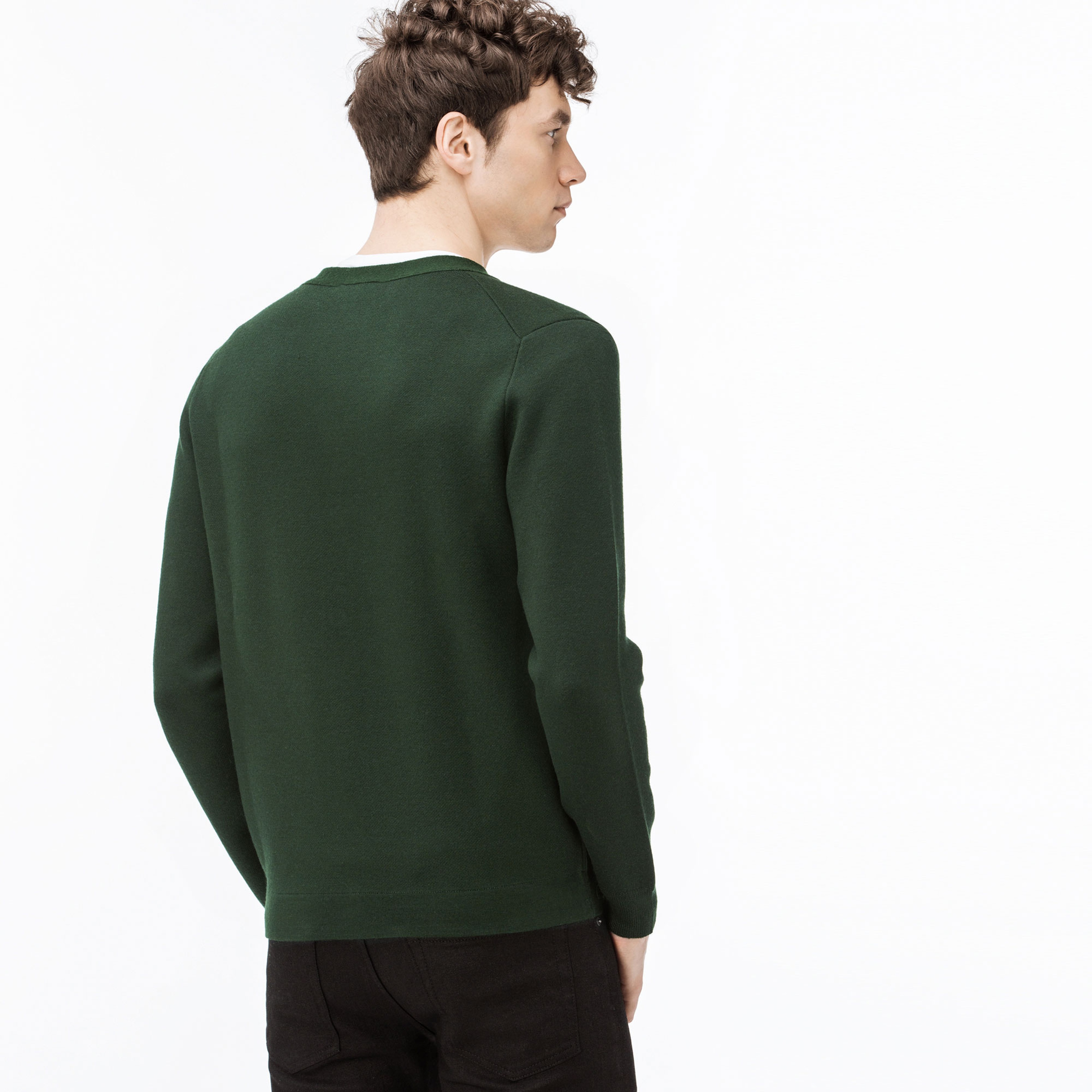 Lacoste Erkek Yeşil Çift Taralı Triko Hırka