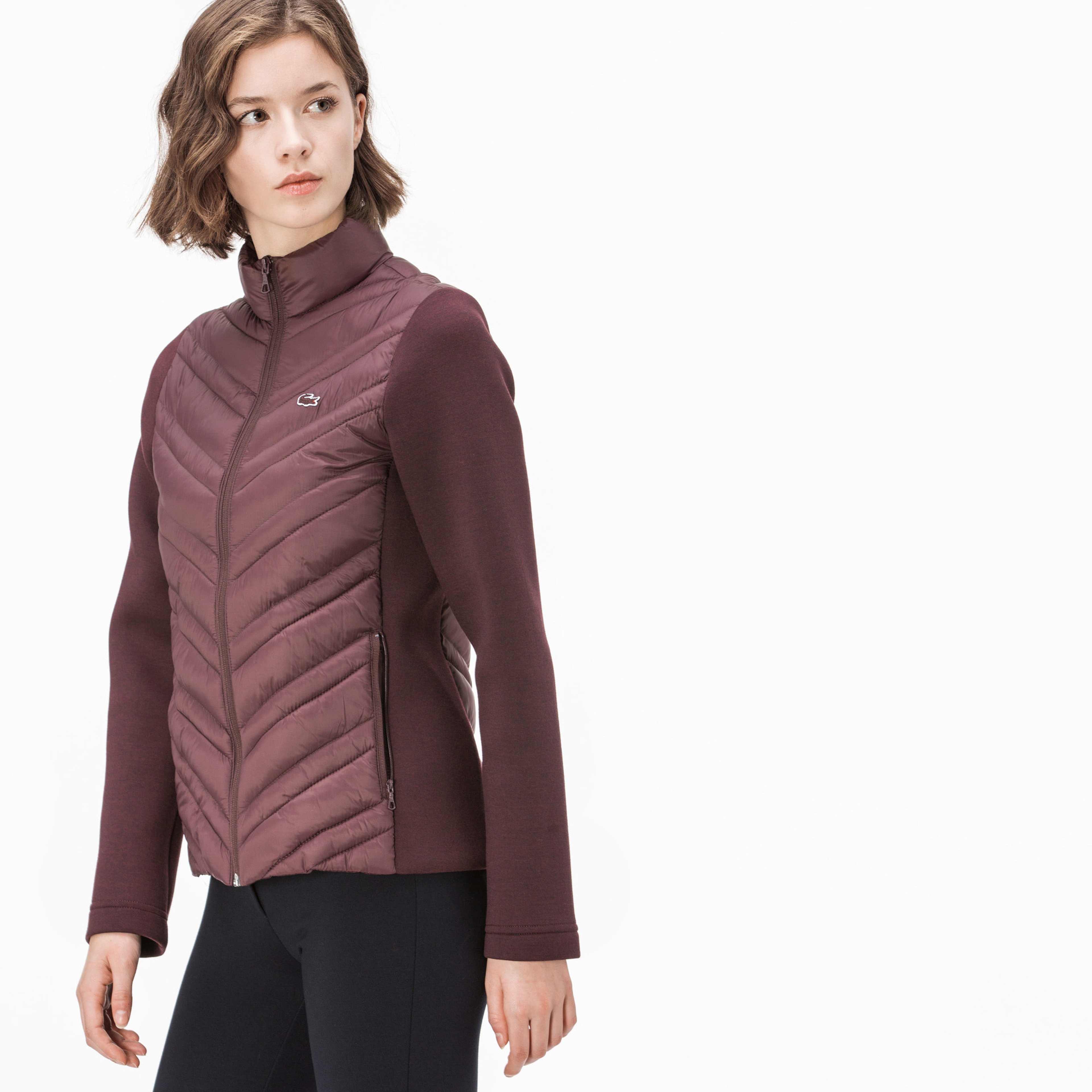 Lacoste Kadın Bordo Kapitone Detaylı Fermuarlı Polar Sweatshirt