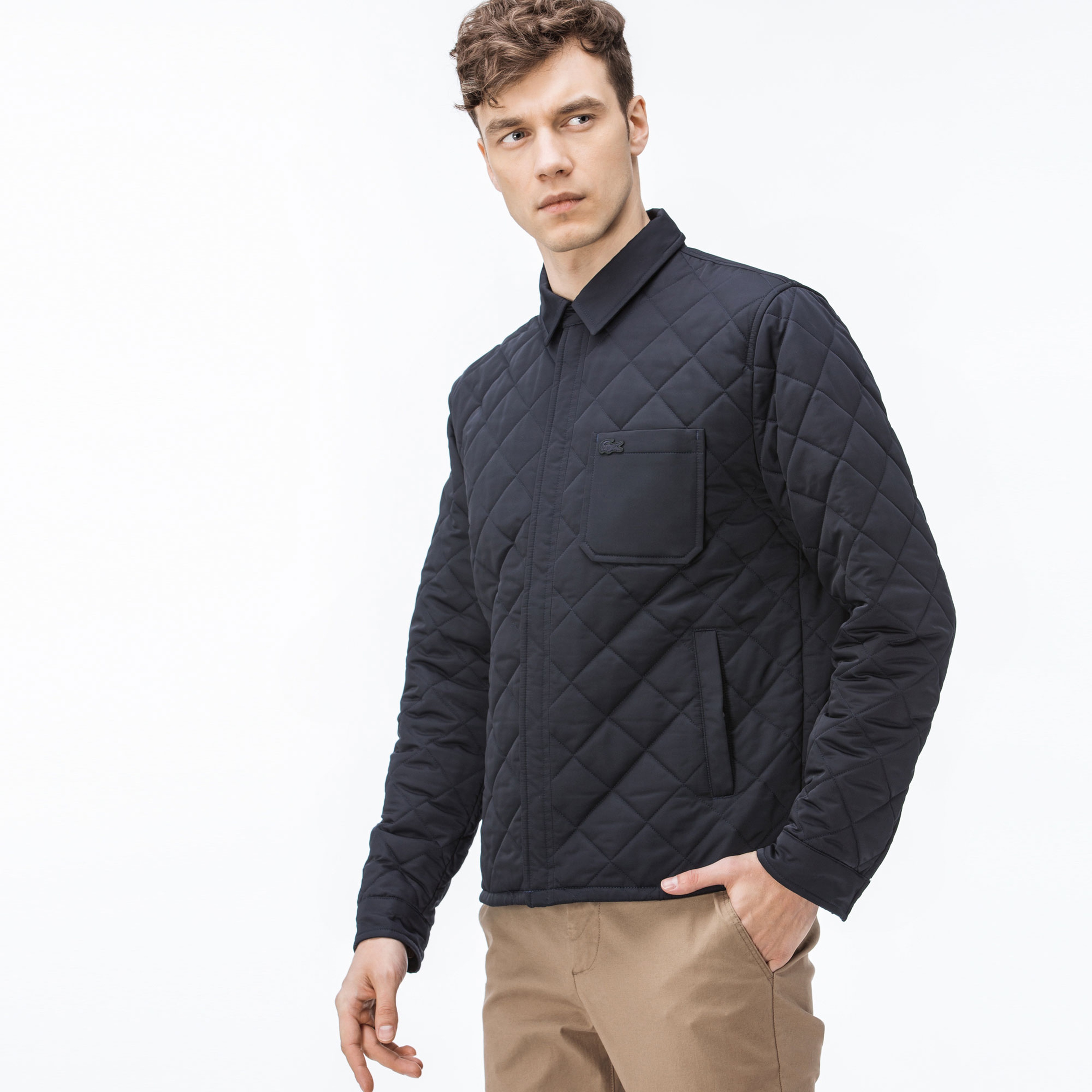 Lacoste Erkek Kapitone Lacivert Mont