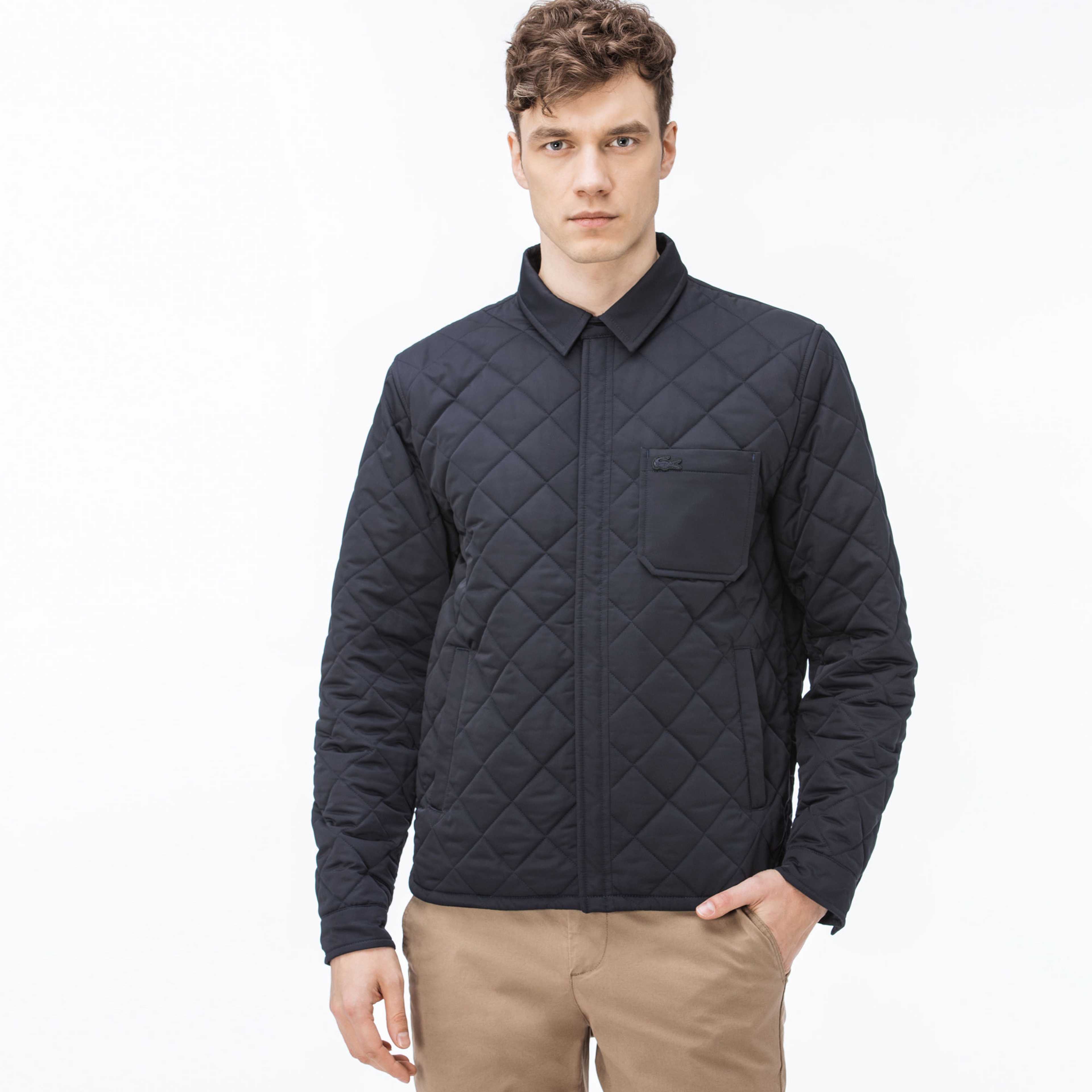 Lacoste Erkek Kapitone Lacivert Mont