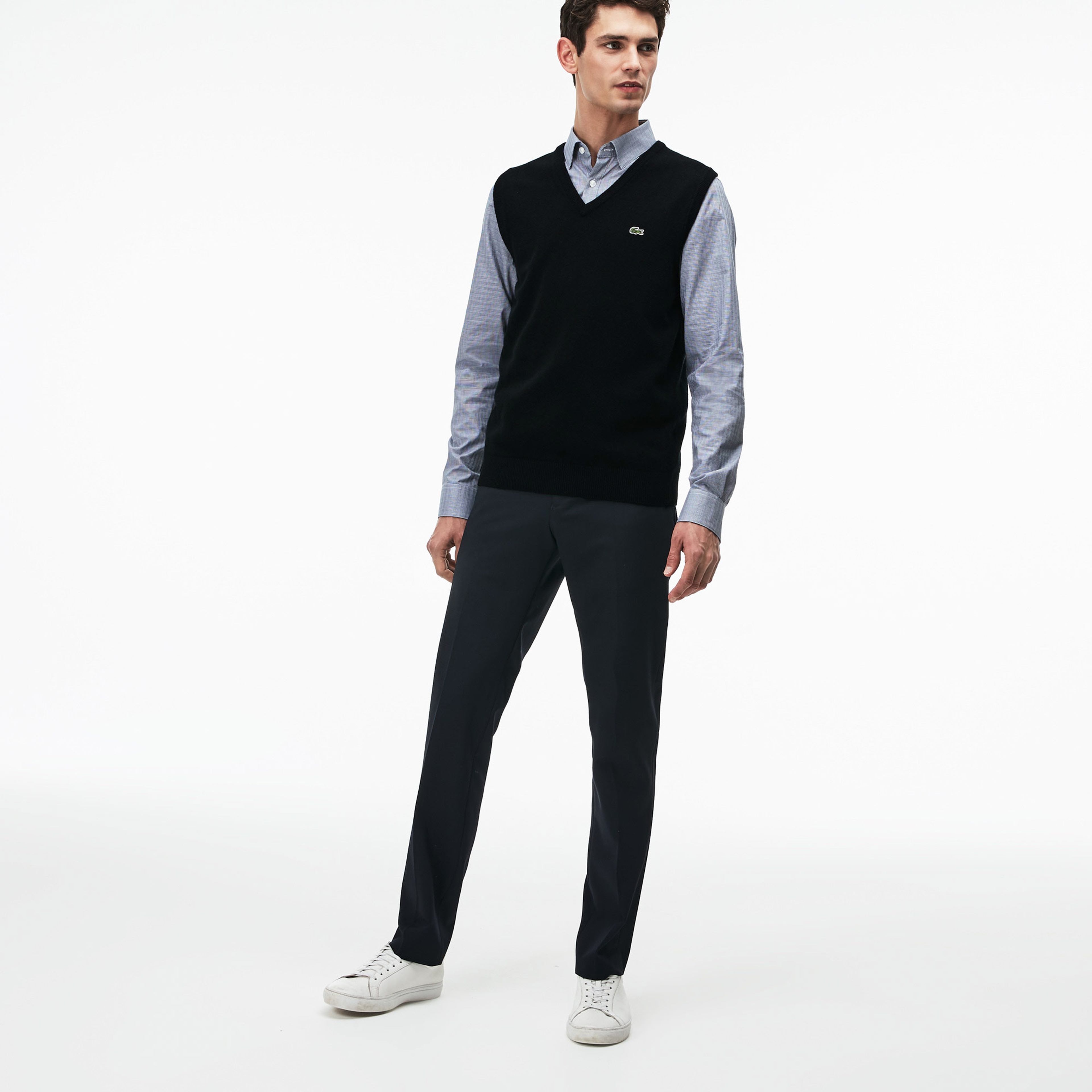 Lacoste Erkek V Yaka Yün Siyah Süveter