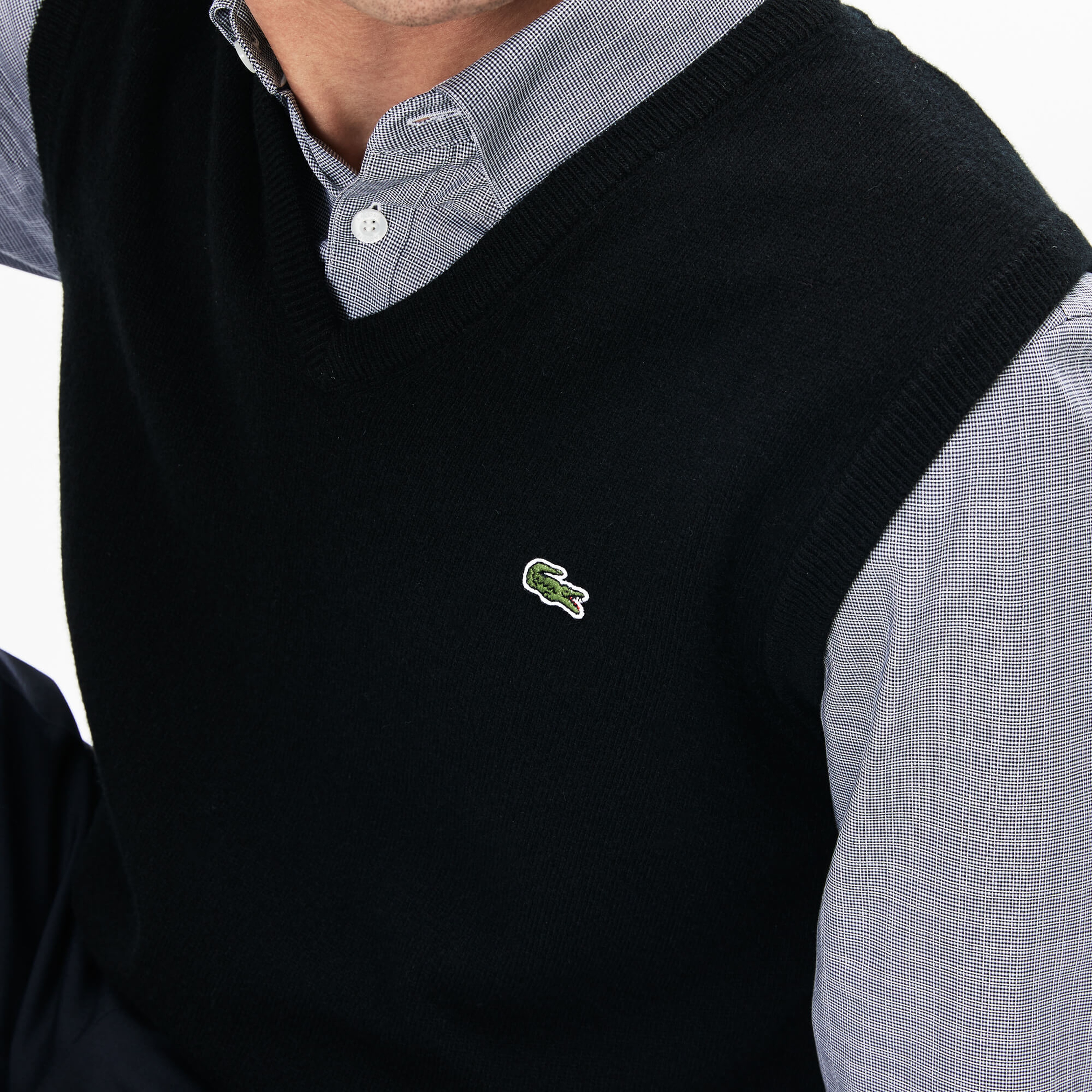 Lacoste Erkek V Yaka Yün Siyah Süveter