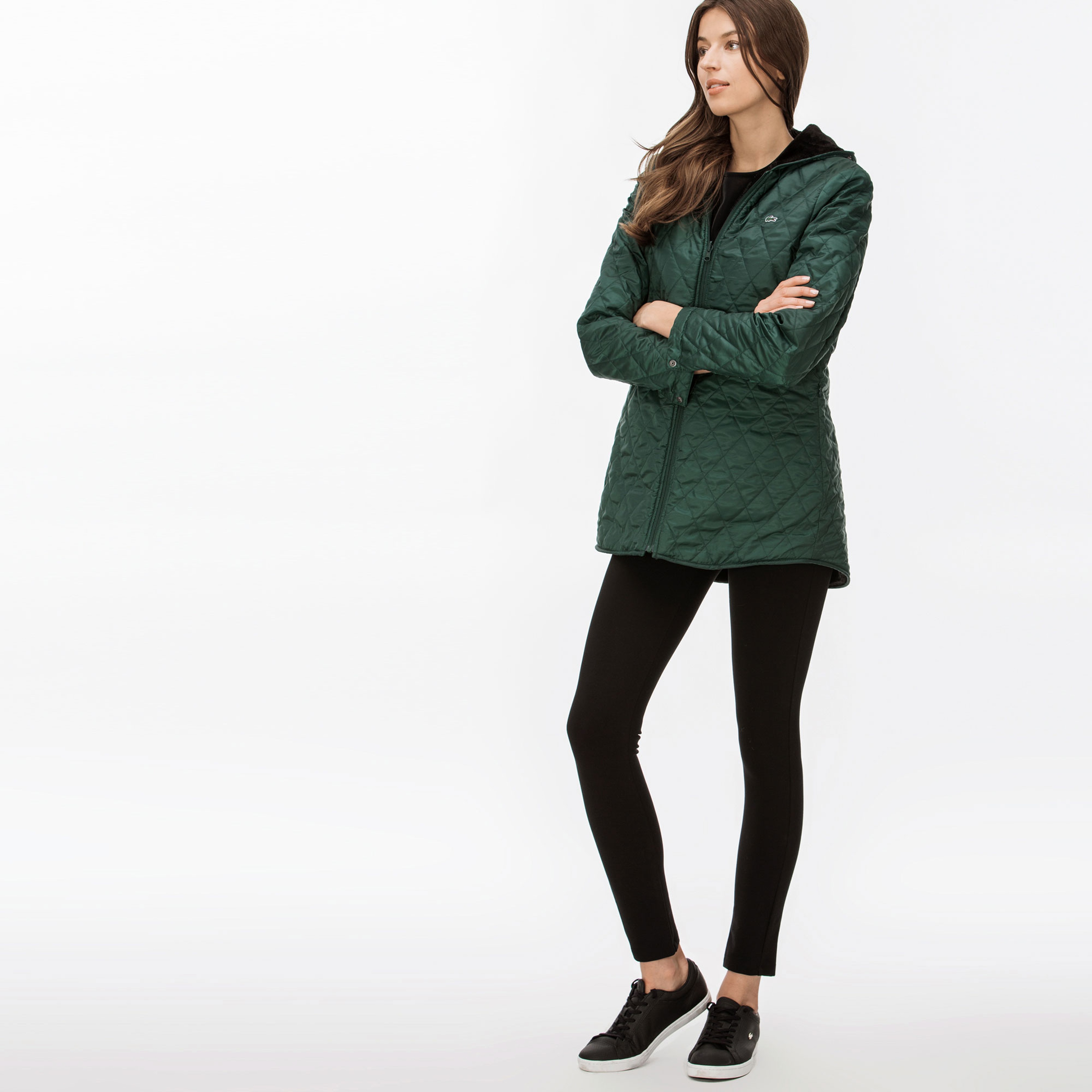 Lacoste Kadın İçi Kürklü 2'li Yeşil Uzun Mont