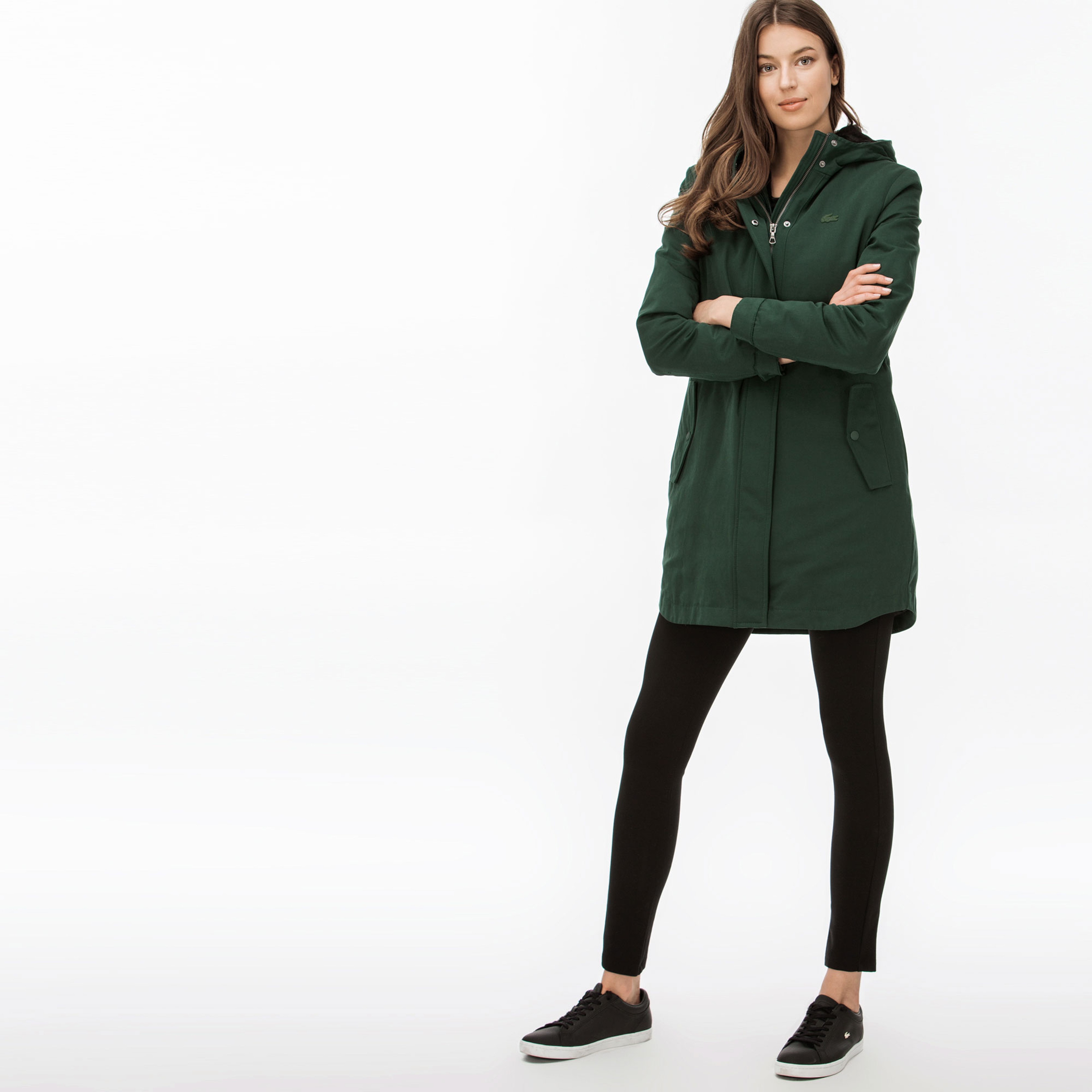 Lacoste Kadın İçi Kürklü 2'li Yeşil Uzun Mont