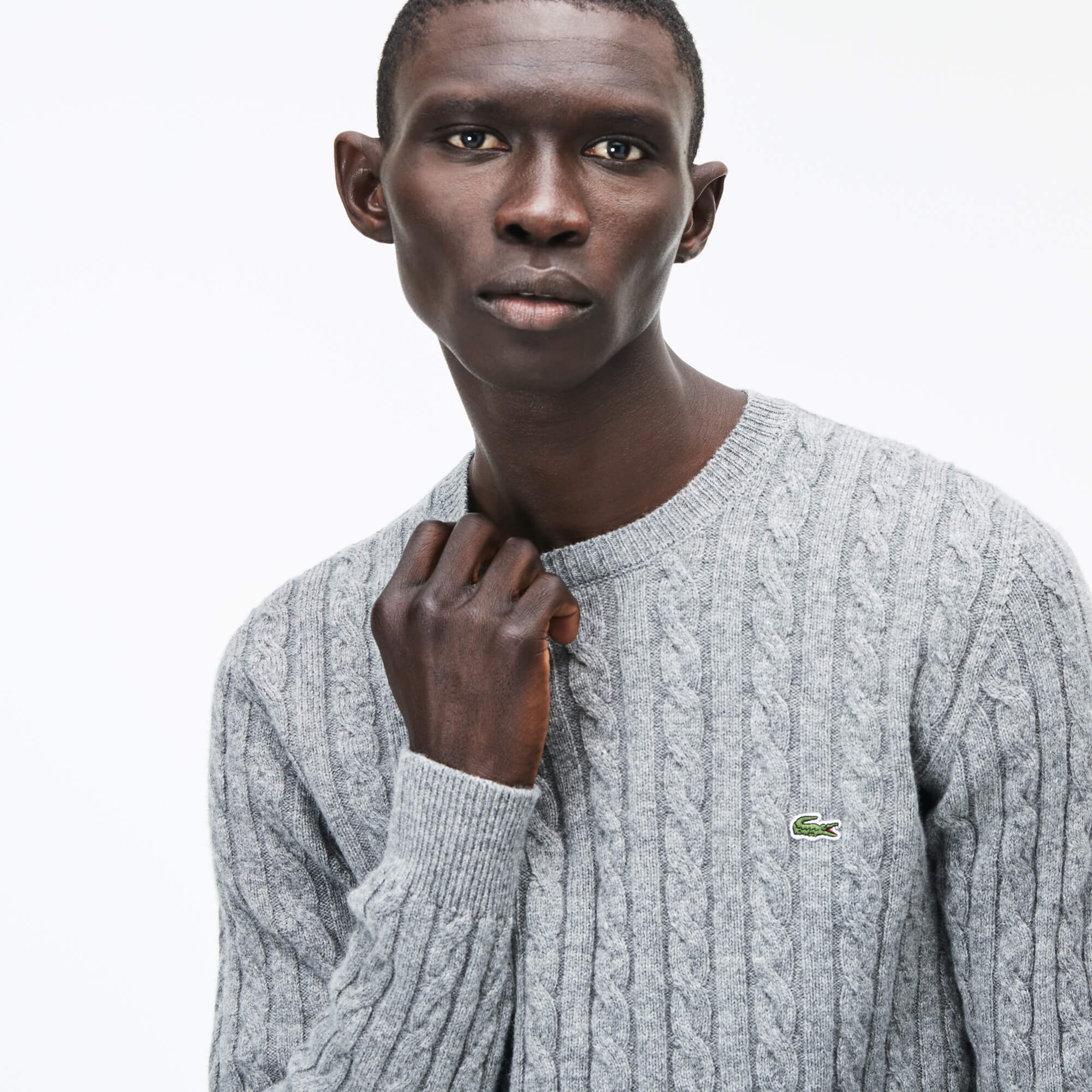 Lacoste Erkek Gri Saç Örgü Bisiklet Yaka Triko Kazak