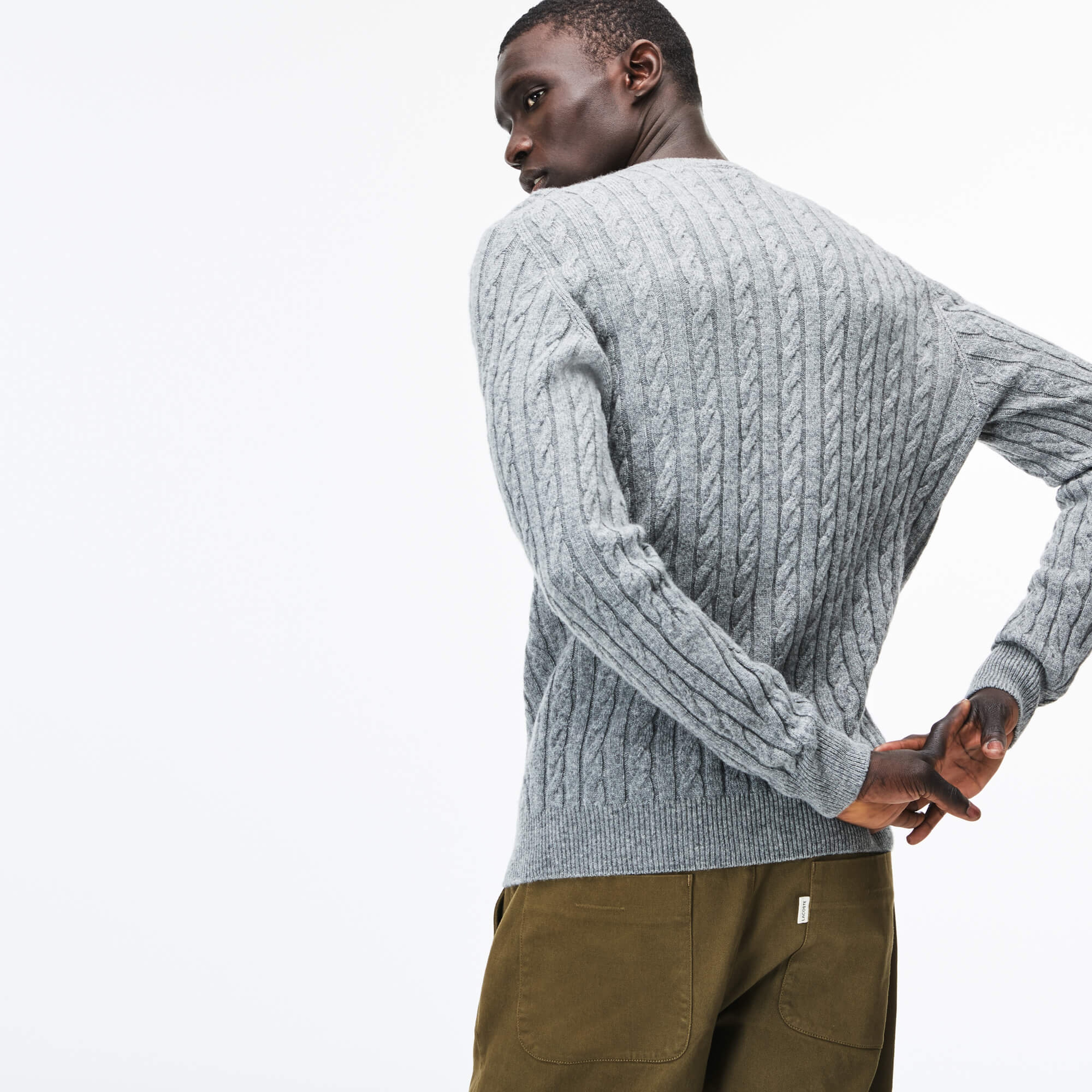 Lacoste Erkek Gri Saç Örgü Bisiklet Yaka Triko Kazak