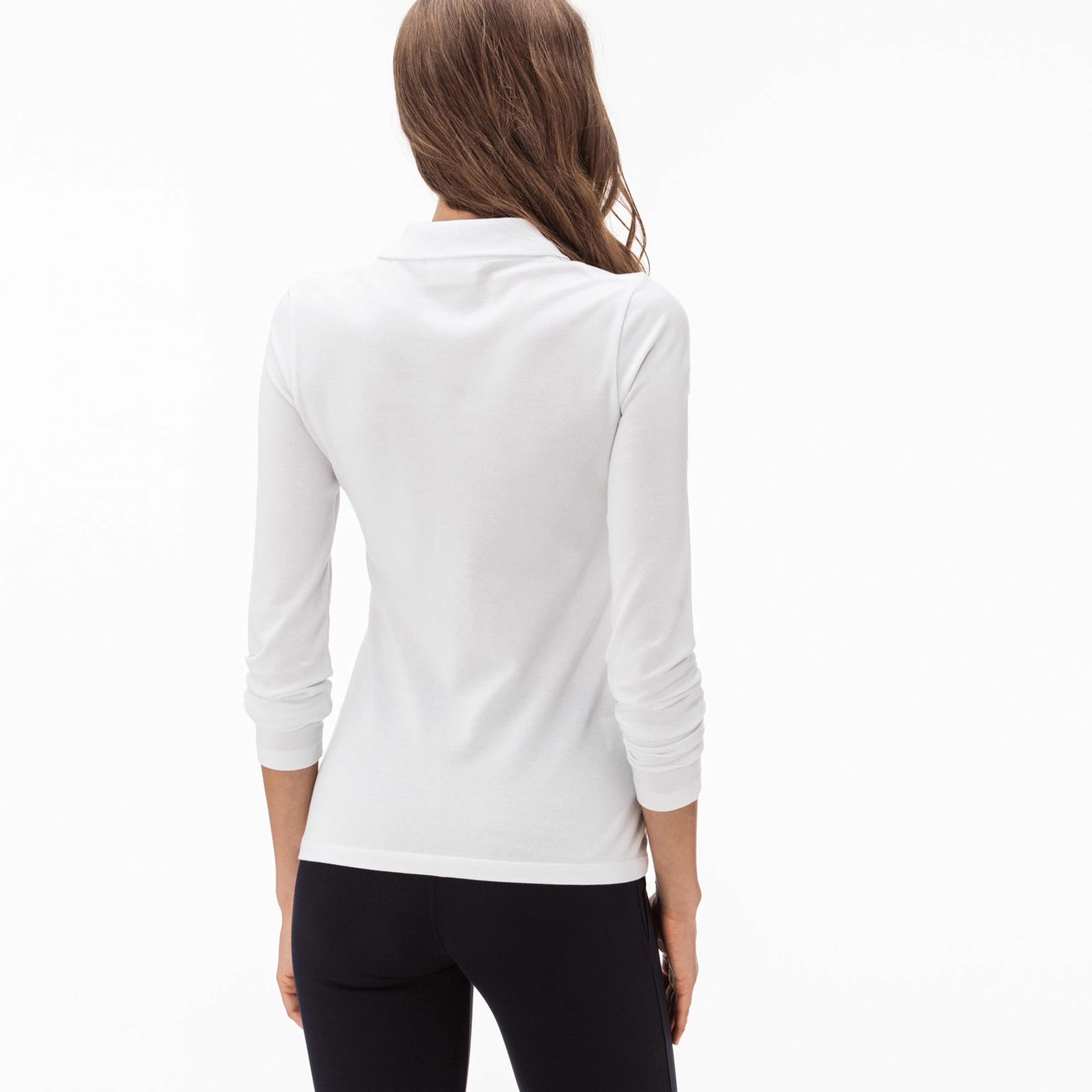 Lacoste Kadın Slim Fit Uzun Kollu Beyaz Polo