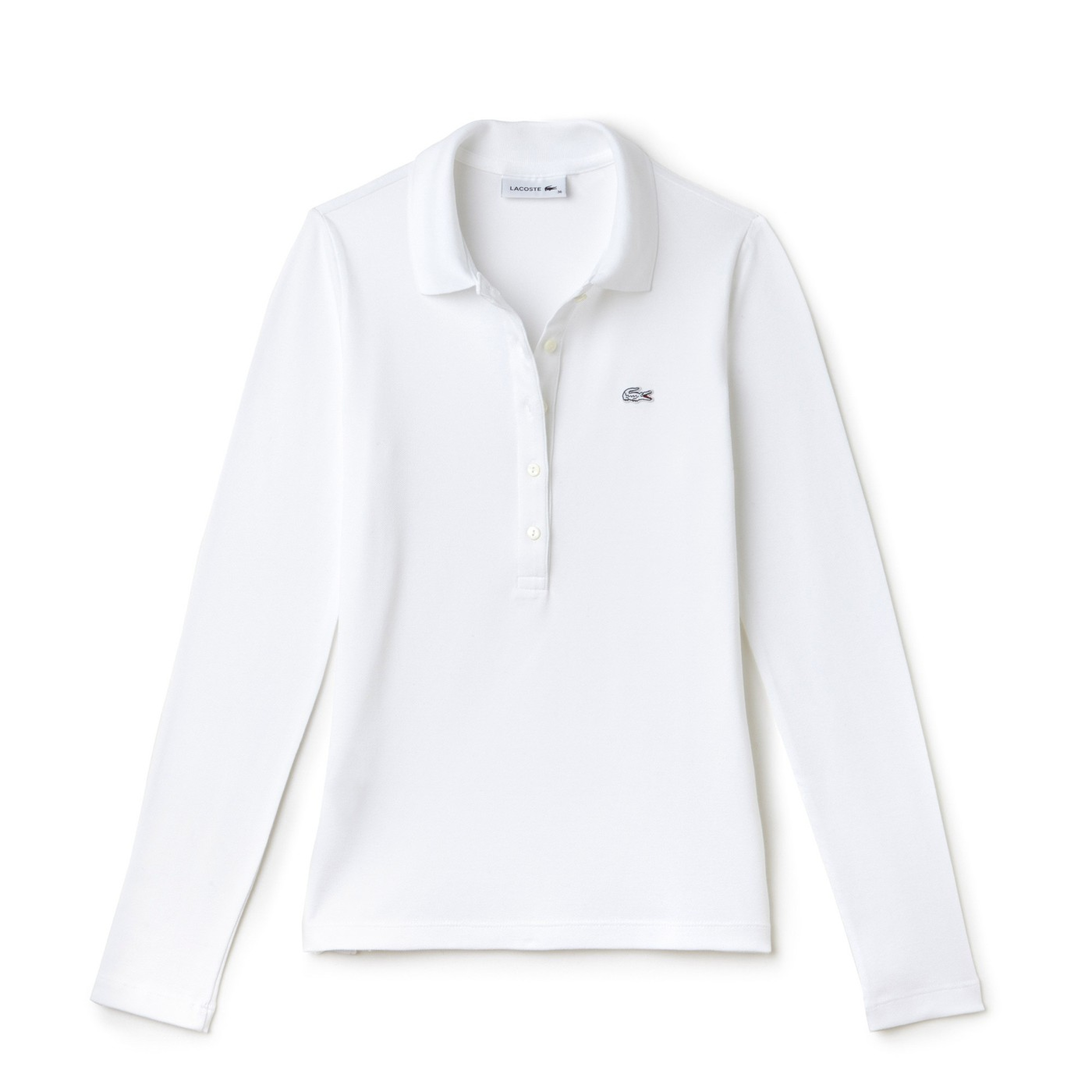 Lacoste Kadın Slim Fit Uzun Kollu Beyaz Polo