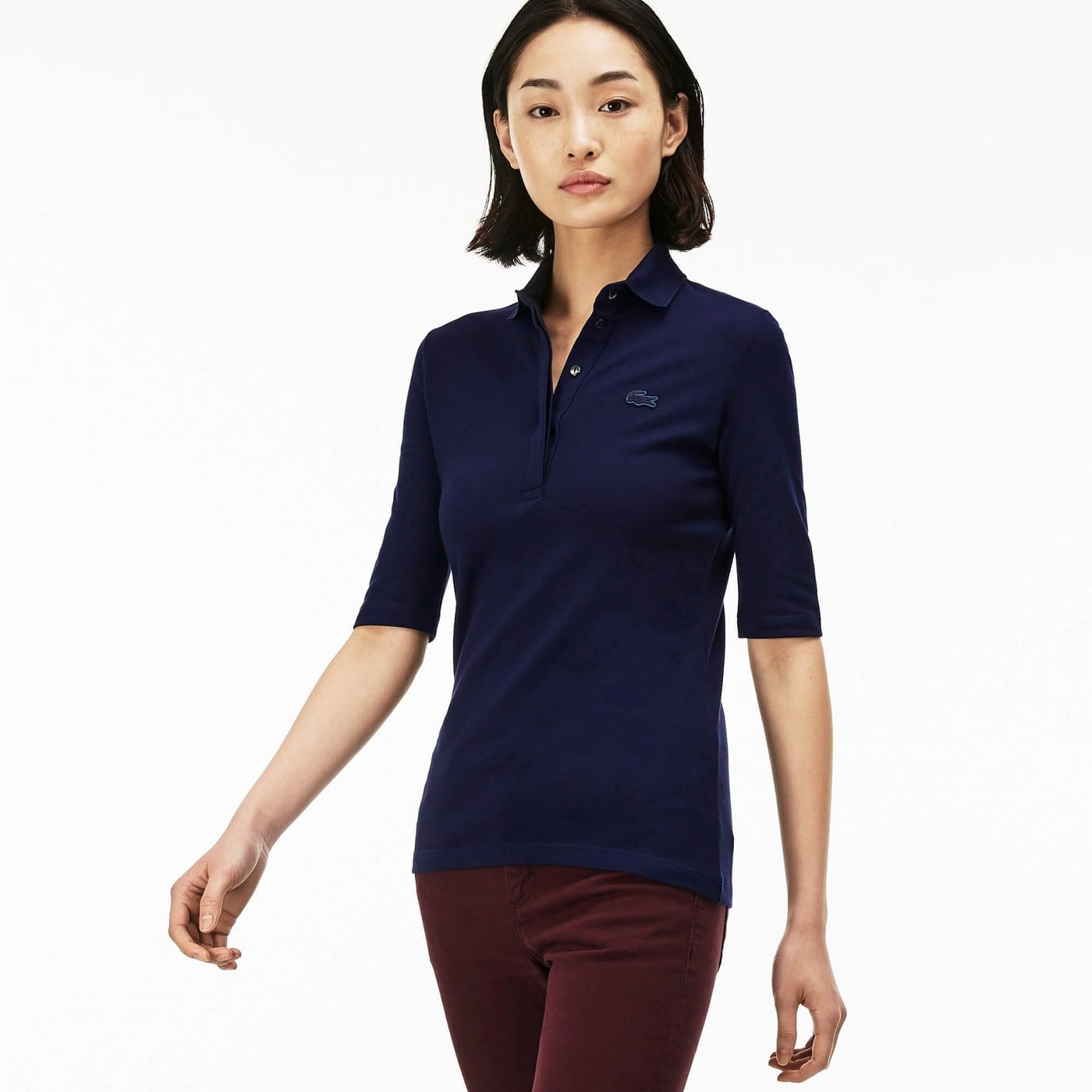 Lacoste Kadın Slim Fit Lacivert Polo